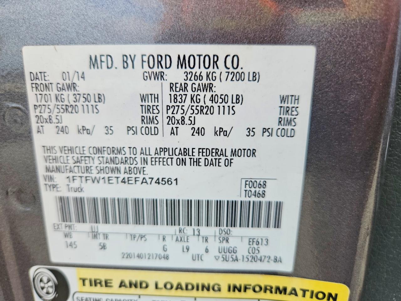 2014 Ford F150 Supercrew Gray vin: 1FTFW1ET4EFA74561
