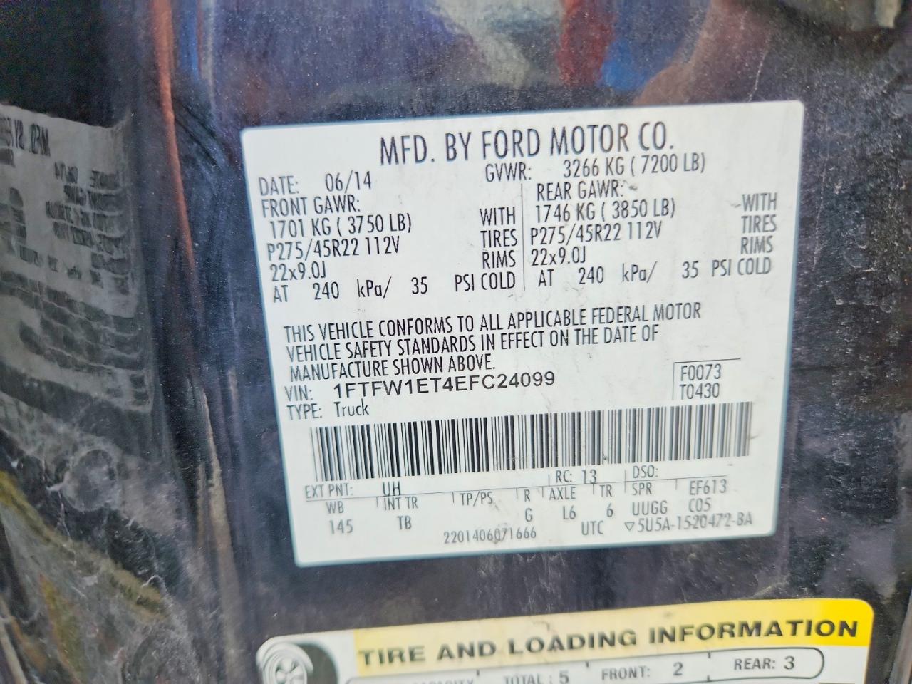 2014 Ford F150 Supercrew Black vin: 1FTFW1ET4EFC24099
