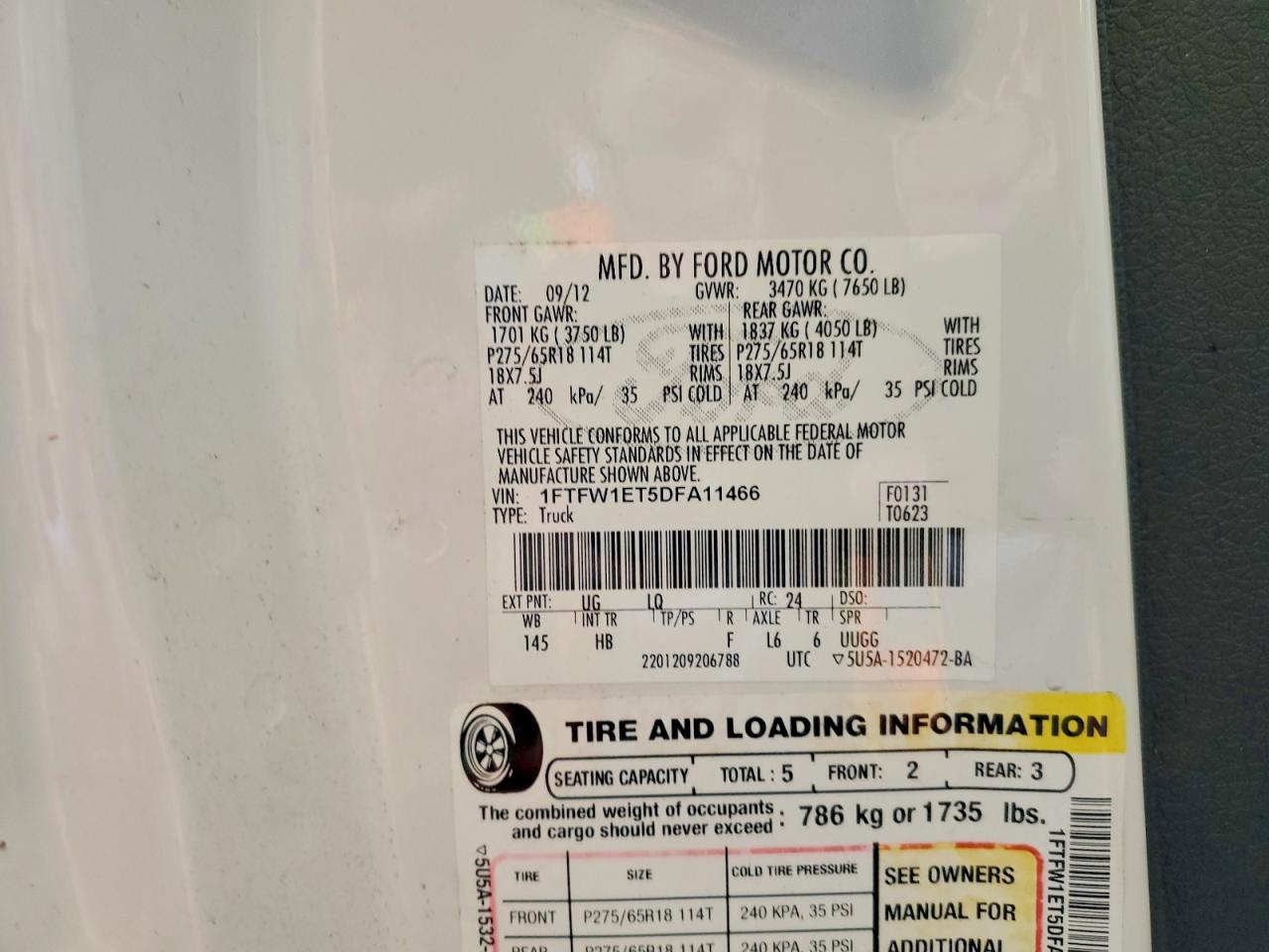 2013 Ford F150 Supercrew White vin: 1FTFW1ET5DFA11466