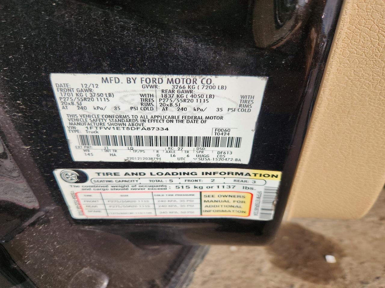 2013 Ford F150 Supercrew Black vin: 1FTFW1ET5DFA87334