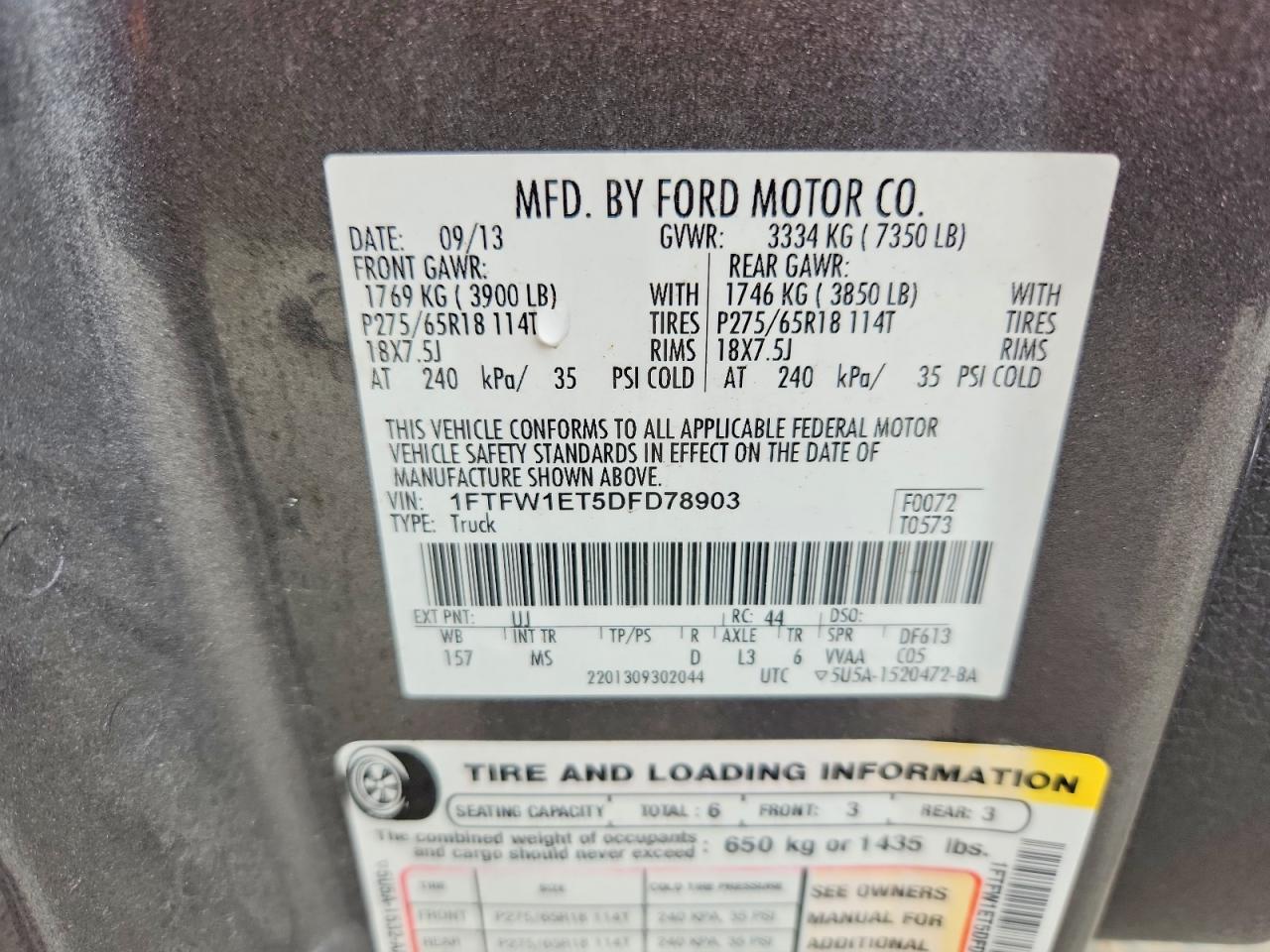 2013 Ford F150 Supercrew Gray vin: 1FTFW1ET5DFD78903