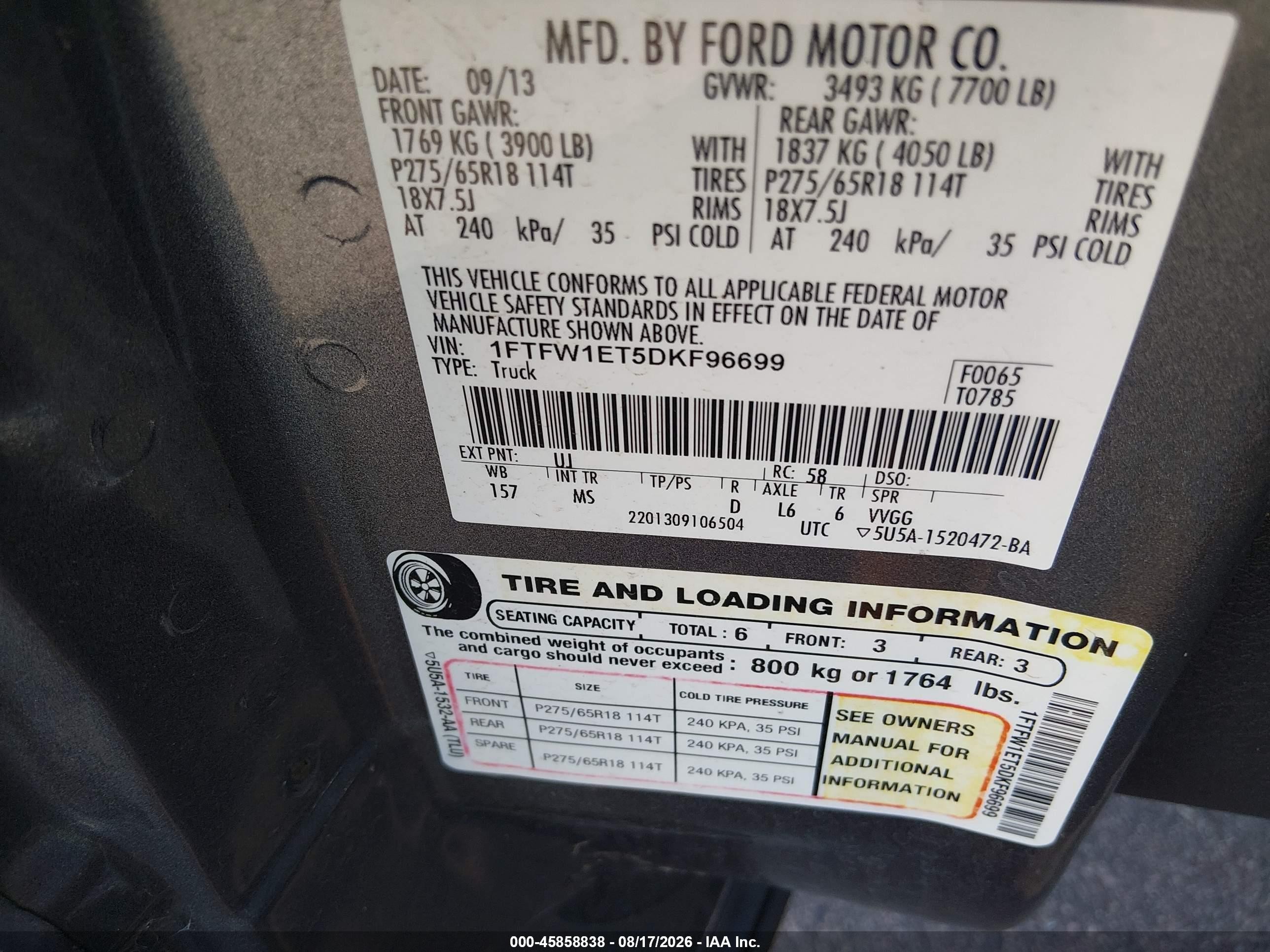 2013 Ford F-150 Xlt Gray vin: 1FTFW1ET5DKF96699