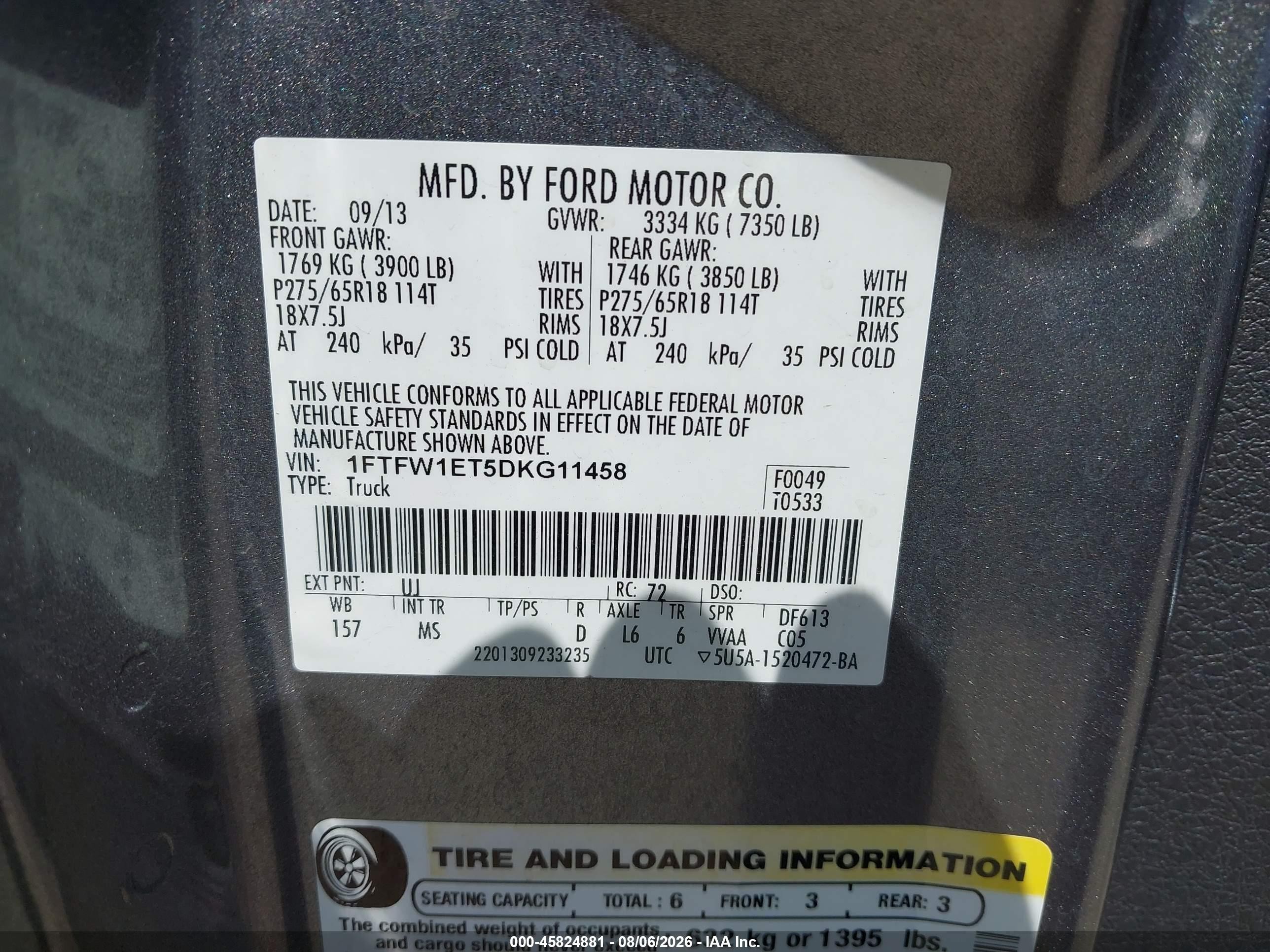 2013 Ford F-150 Xlt Серый vin: 1FTFW1ET5DKG11458