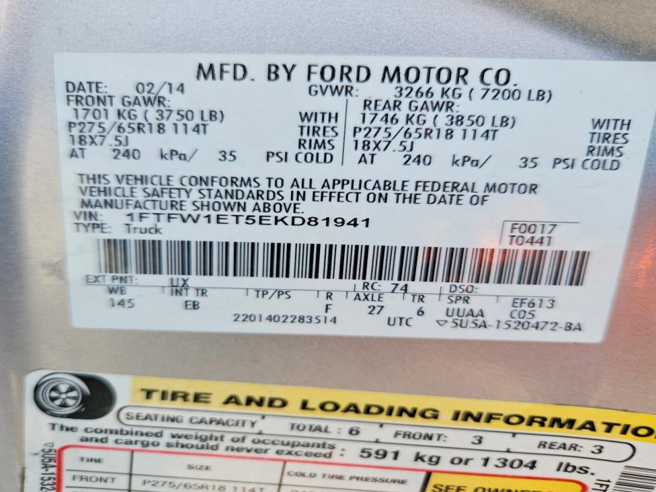 2014 Ford F150 Supercrew Silver vin: 1FTFW1ET5EKD81941