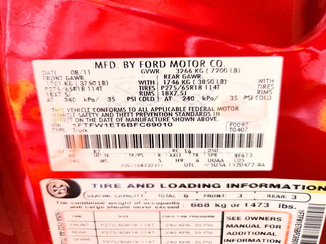 2011 Ford F150 Supercrew Burgundy vin: 1FTFW1ET6BFC69010