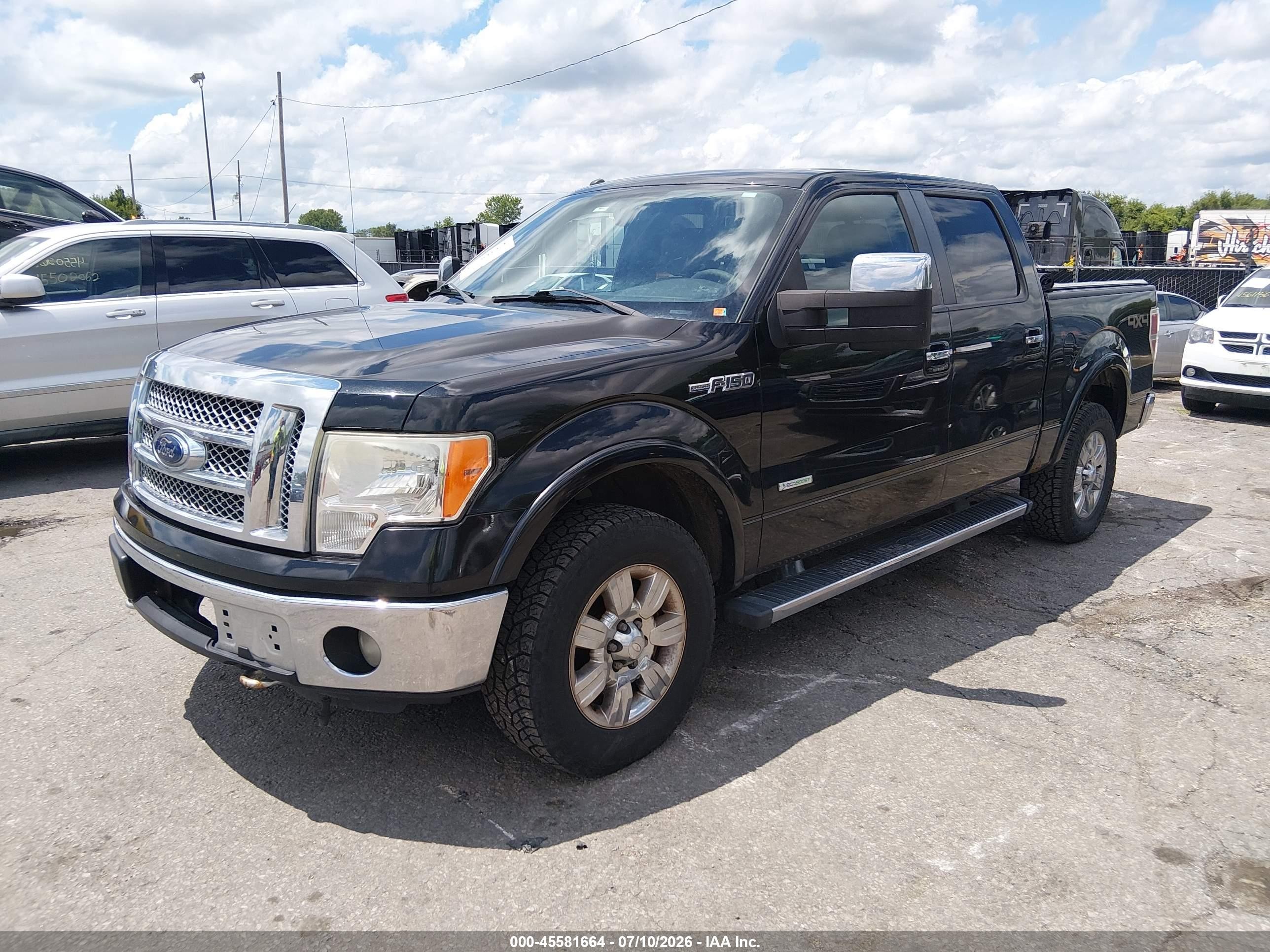 2012 Ford F-150 Lariat Black vin: 1FTFW1ET6CFA20479