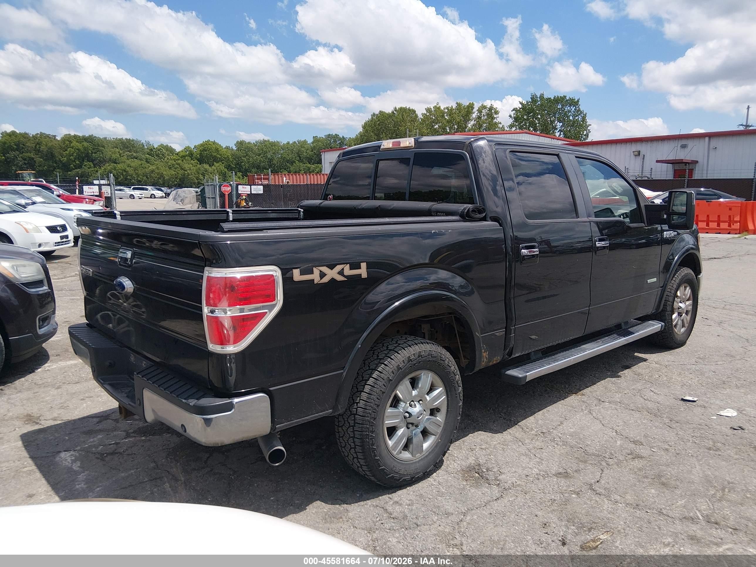 2012 Ford F-150 Lariat Black vin: 1FTFW1ET6CFA20479