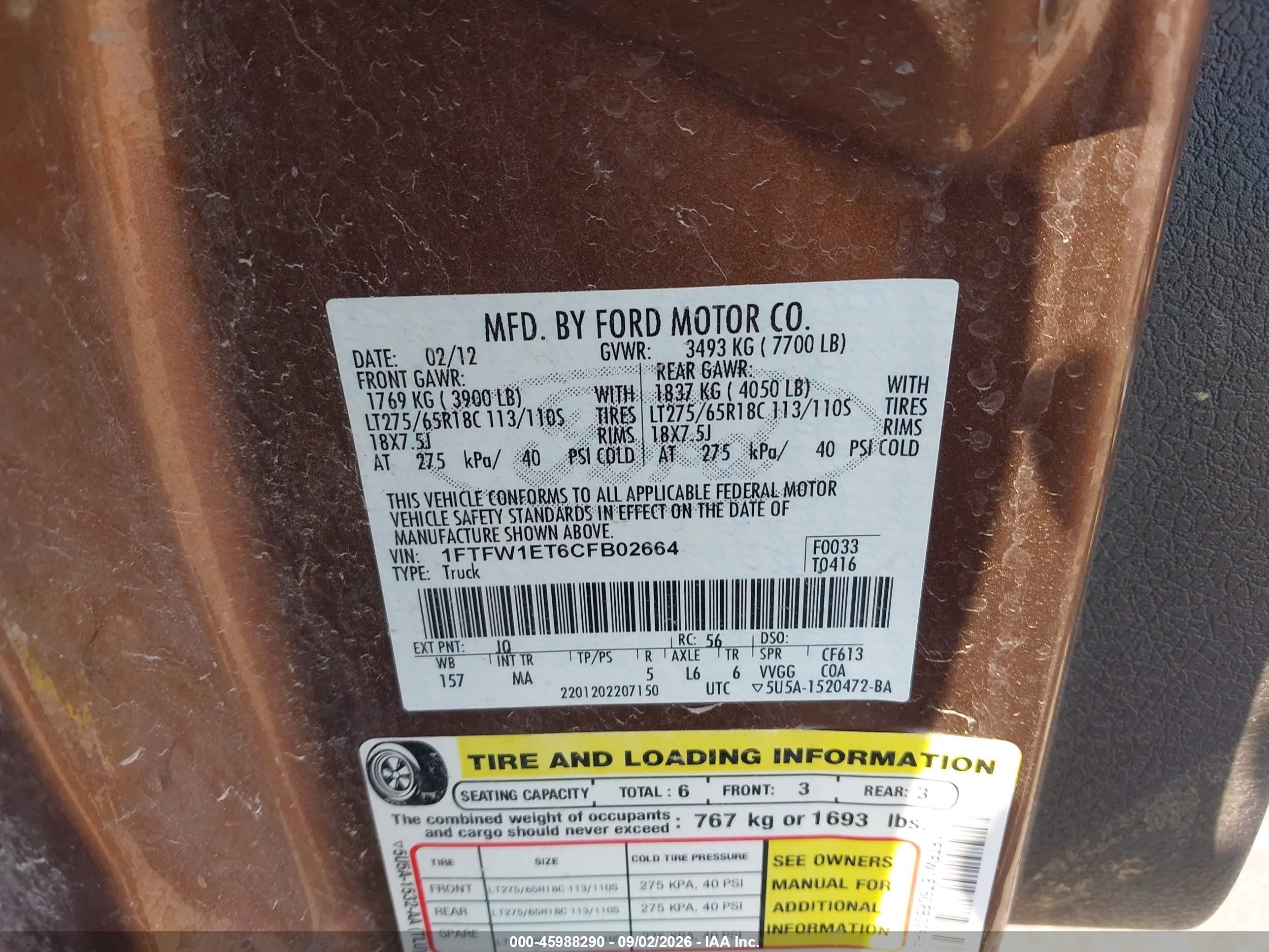2012 Ford F-150 Xlt Brown vin: 1FTFW1ET6CFB02664