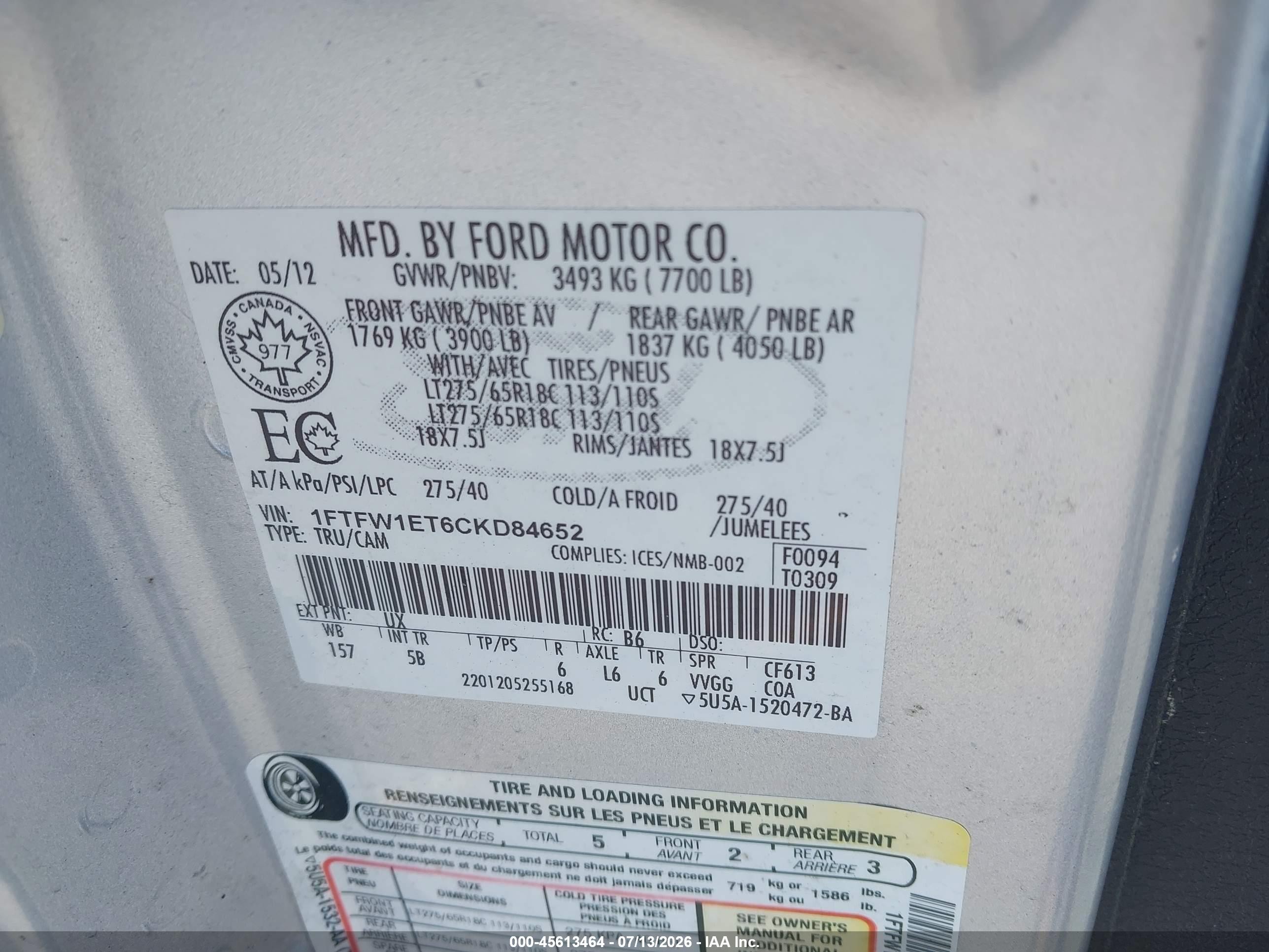 2012 Ford F-150 Fx4 Red vin: 1FTFW1ET6CKD84652