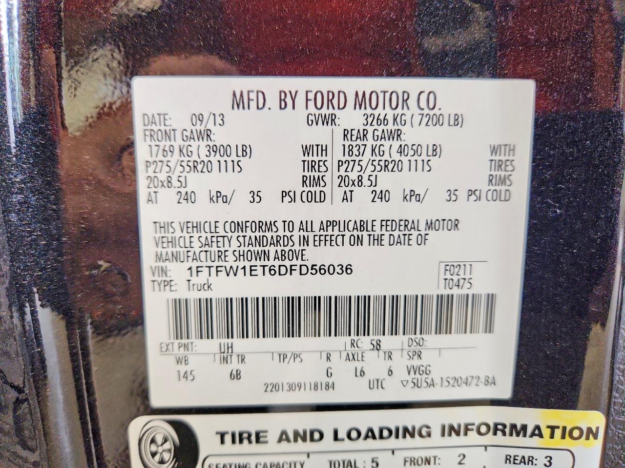 2013 Ford F150 Supercrew Black vin: 1FTFW1ET6DFD56036