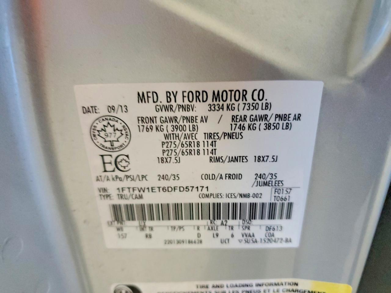 2013 Ford F150 Supercrew Серебряный vin: 1FTFW1ET6DFD57171