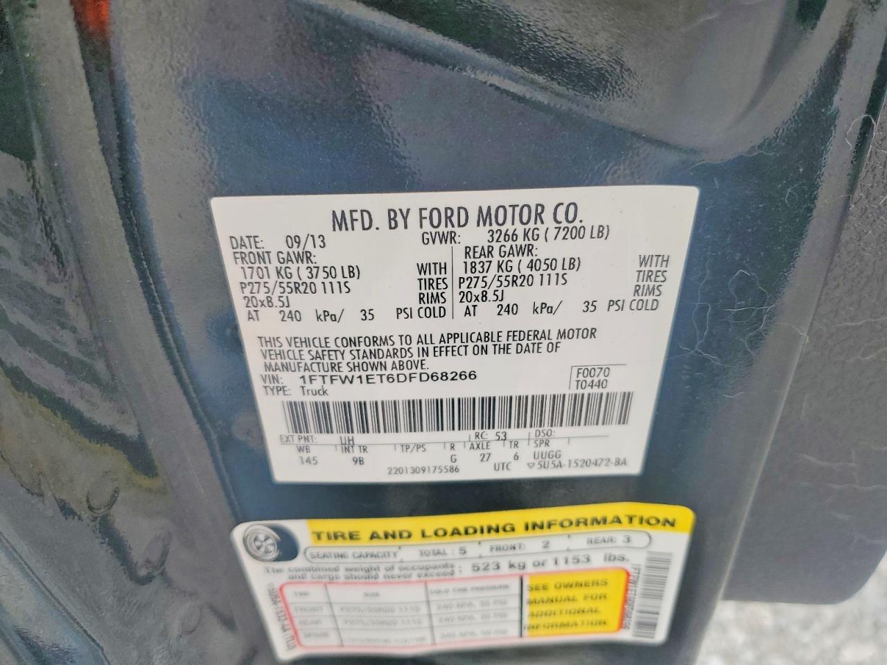 2013 Ford F150 Supercrew Black vin: 1FTFW1ET6DFD68266