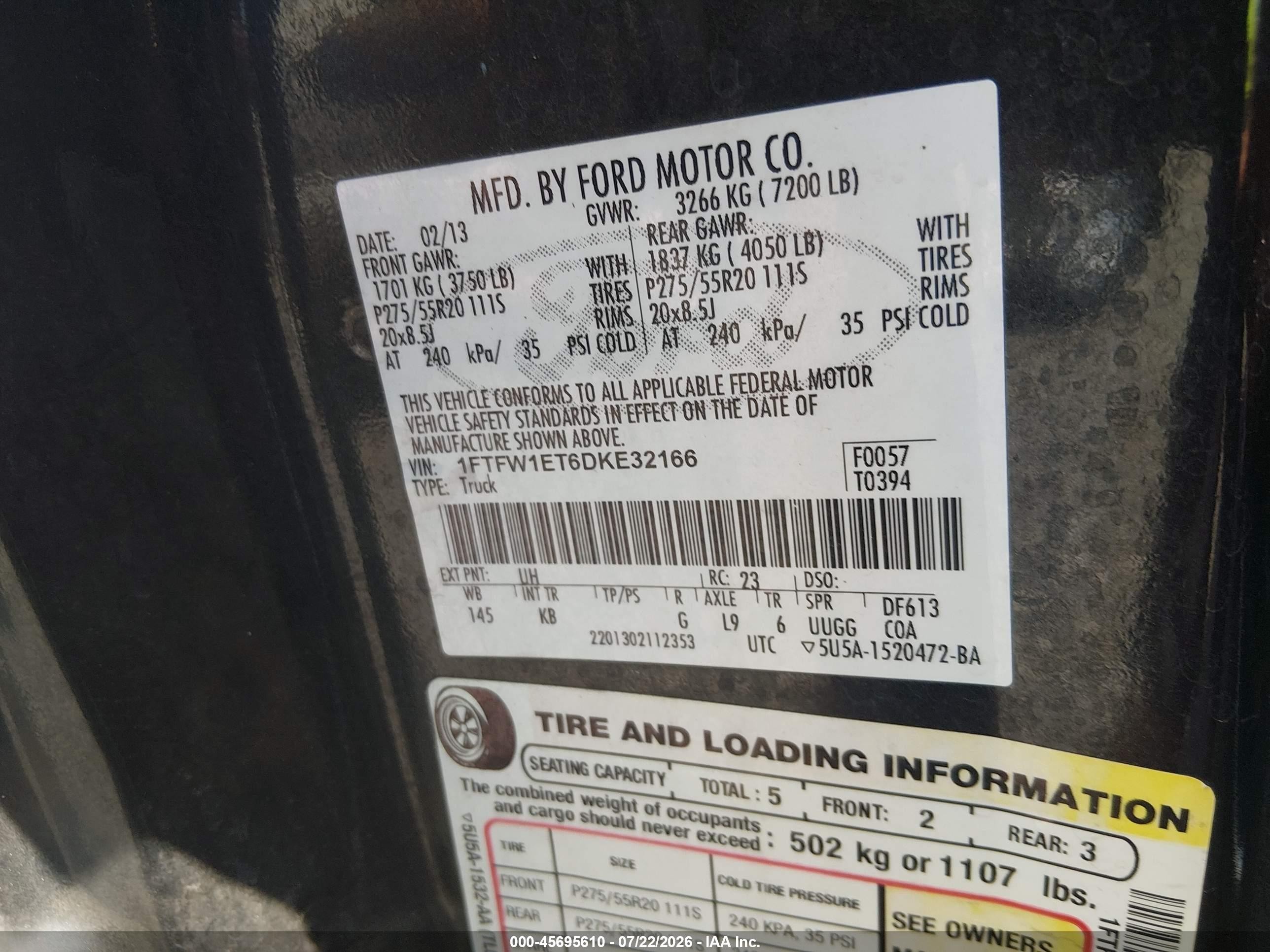 2013 Ford F-150 King Ranch Black vin: 1FTFW1ET6DKE32166