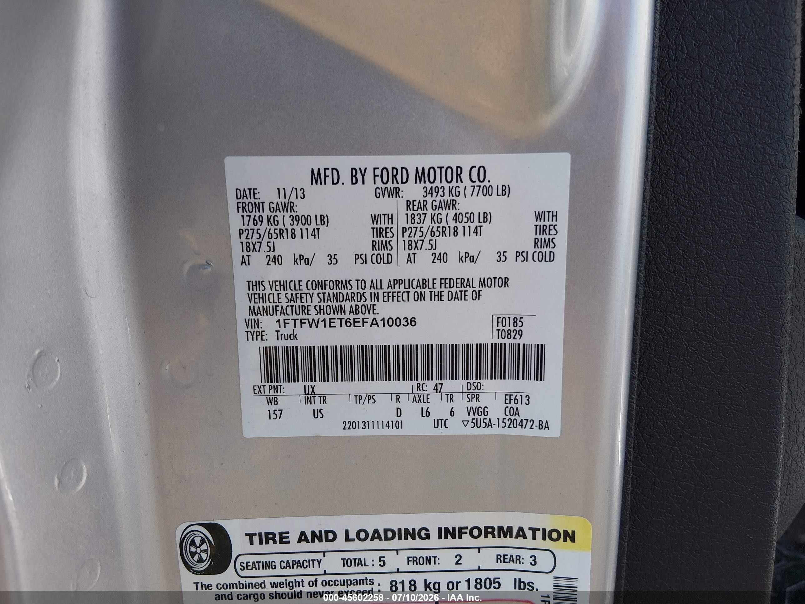 2014 Ford F-150 Xlt Silver vin: 1FTFW1ET6EFA10036
