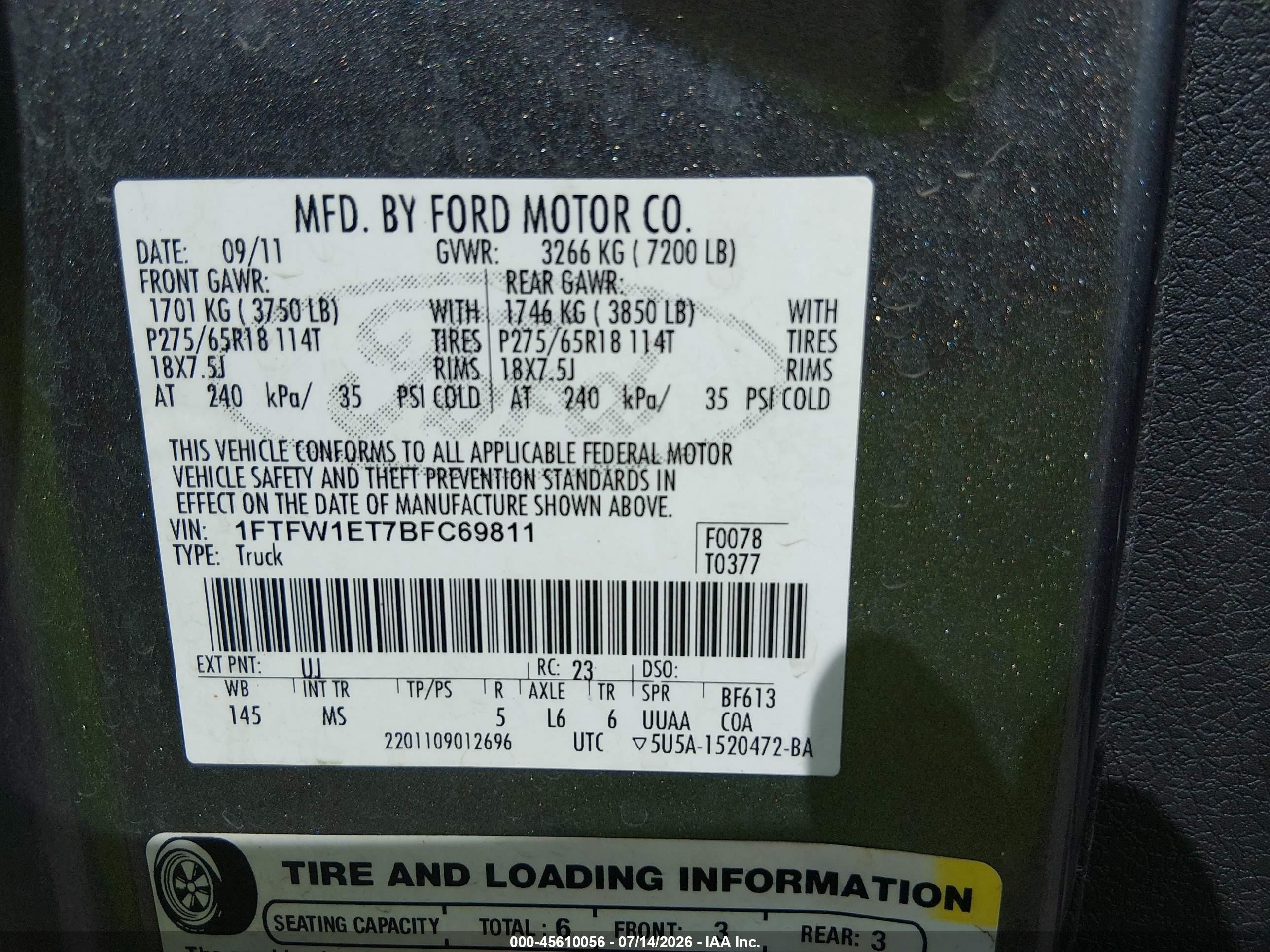 2011 Ford F-150 Xlt Gray vin: 1FTFW1ET7BFC69811