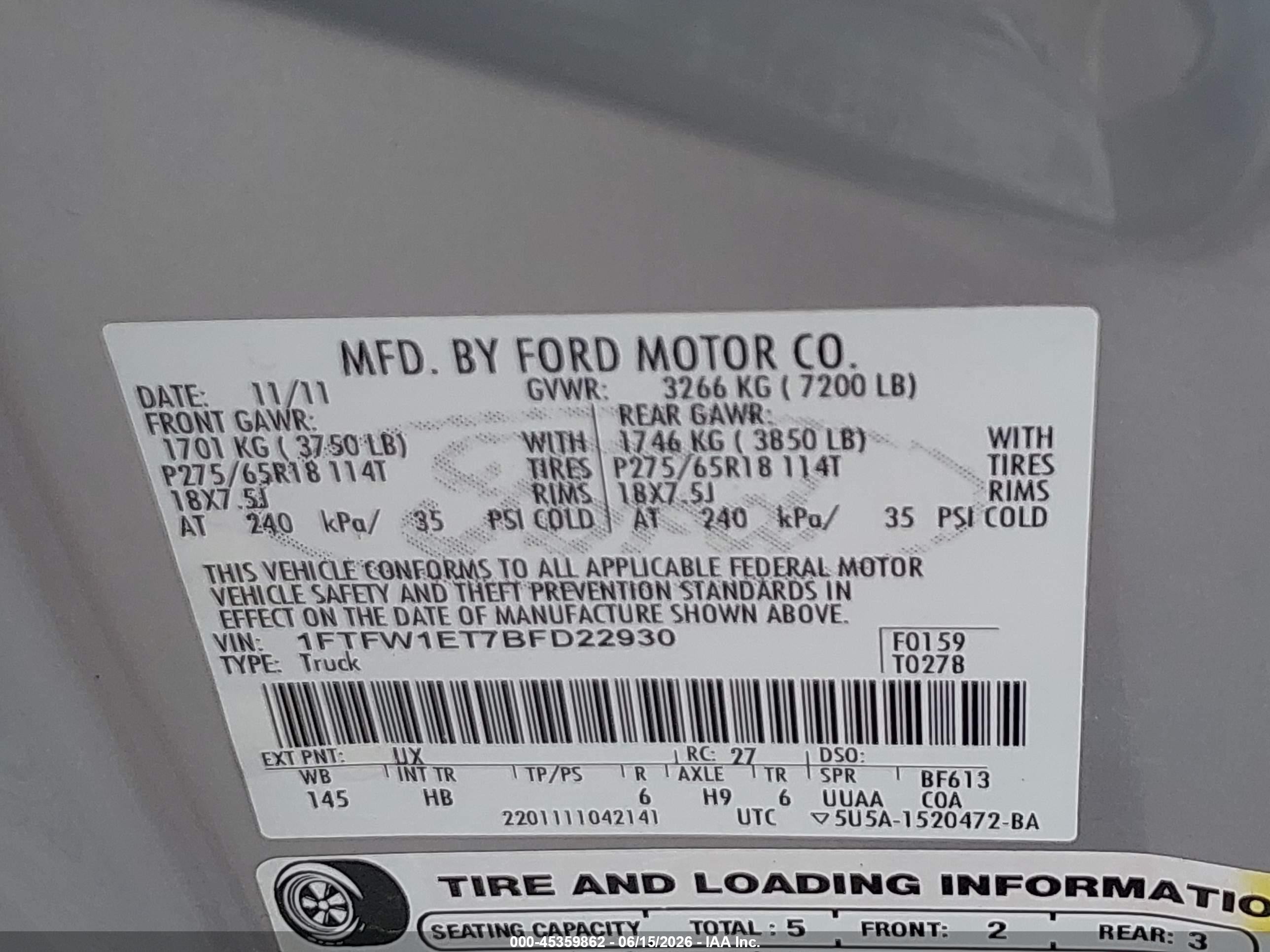 2011 Ford F-150 Lariat Silver vin: 1FTFW1ET7BFD22930
