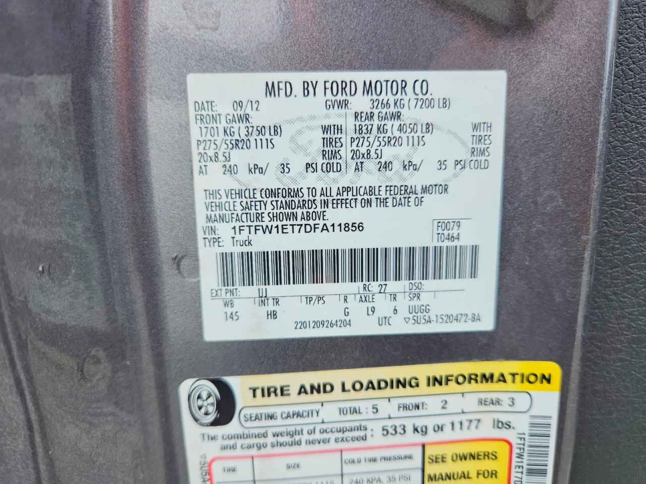 2013 Ford F150 Supercrew Gray vin: 1FTFW1ET7DFA11856