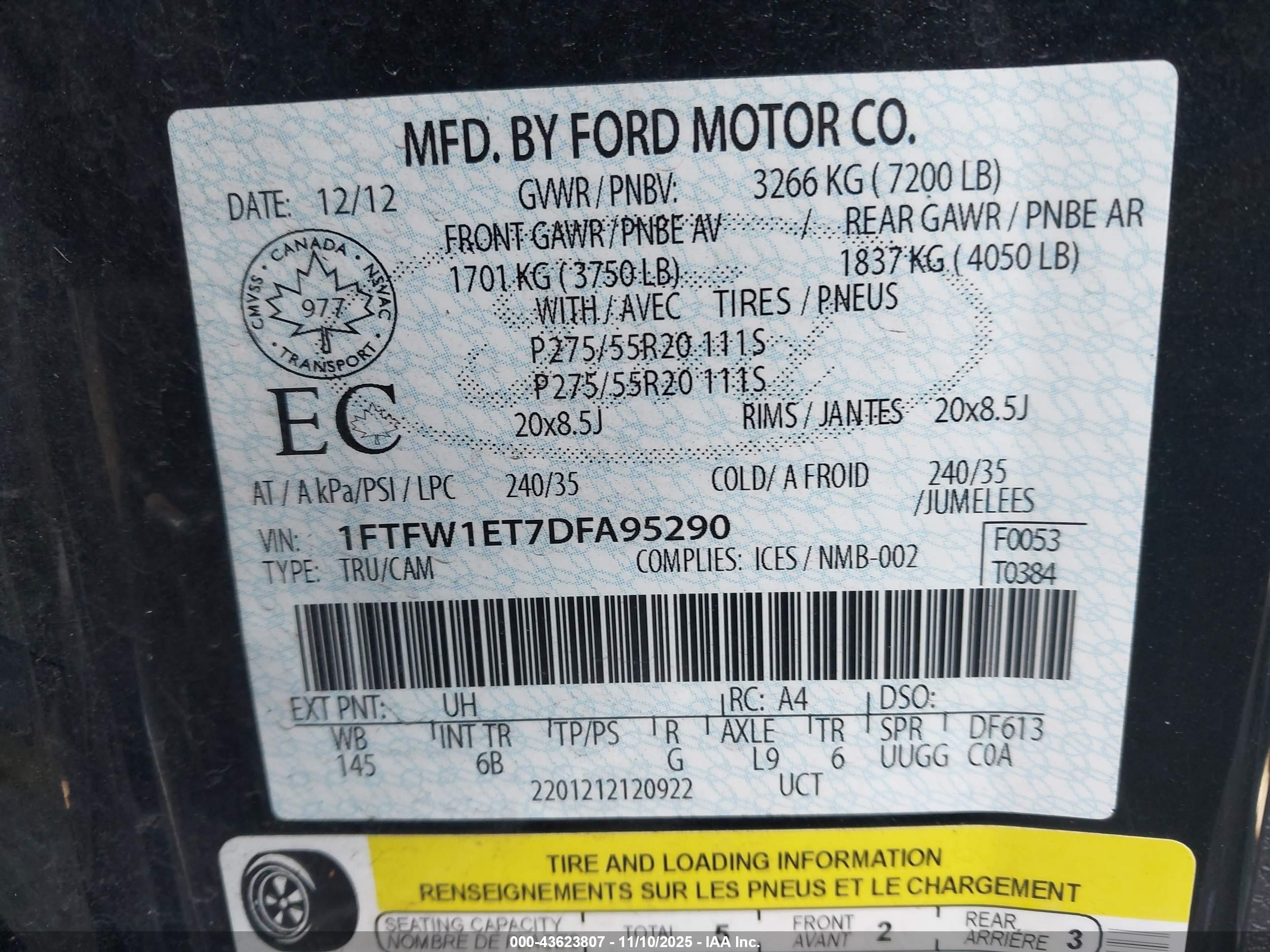 2013 Ford F-150 Fx4 Black vin: 1FTFW1ET7DFA95290