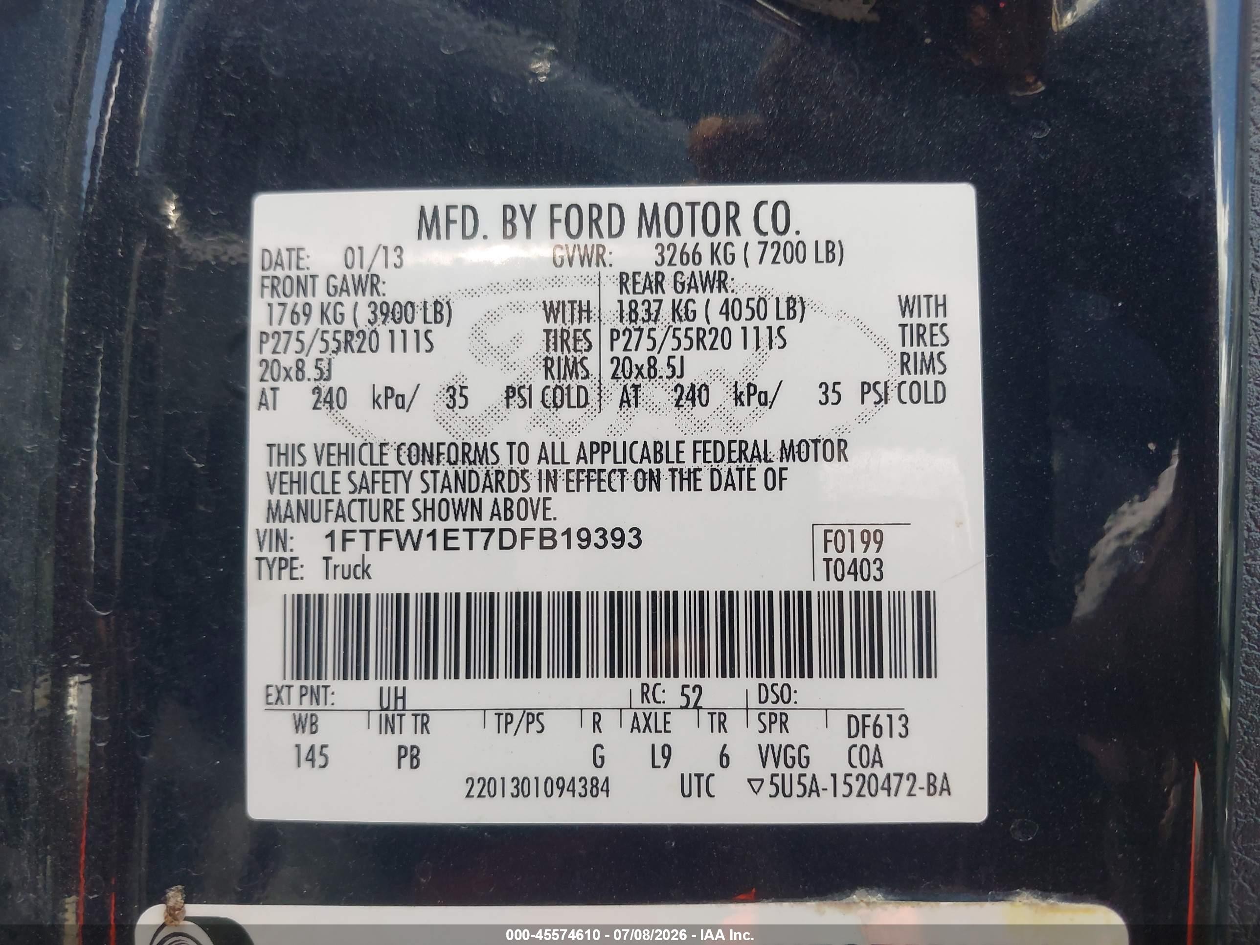 2013 Ford F-150 Platinum Black vin: 1FTFW1ET7DFB19393