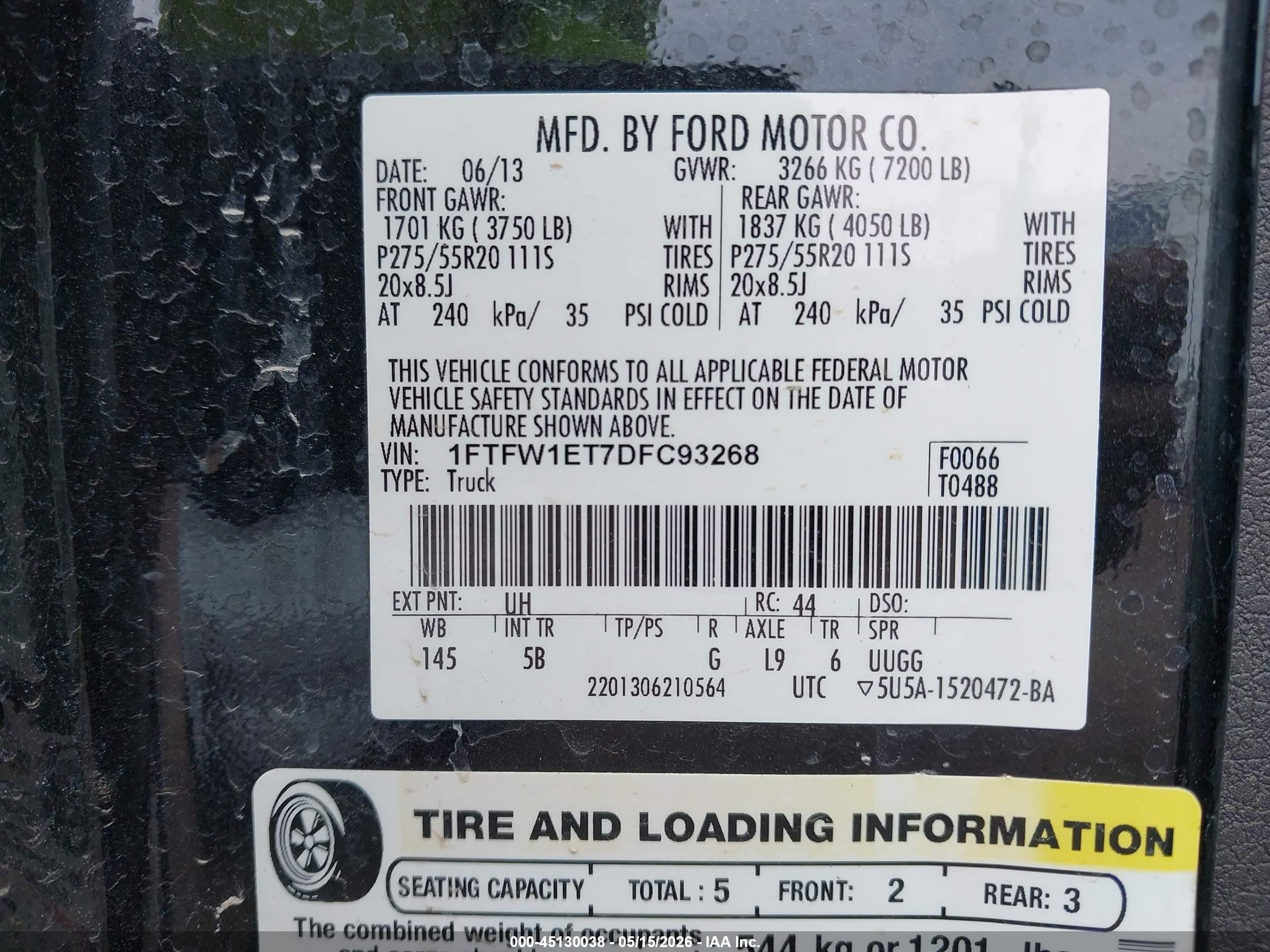 2013 Ford F-150 Fx4 Black vin: 1FTFW1ET7DFC93268