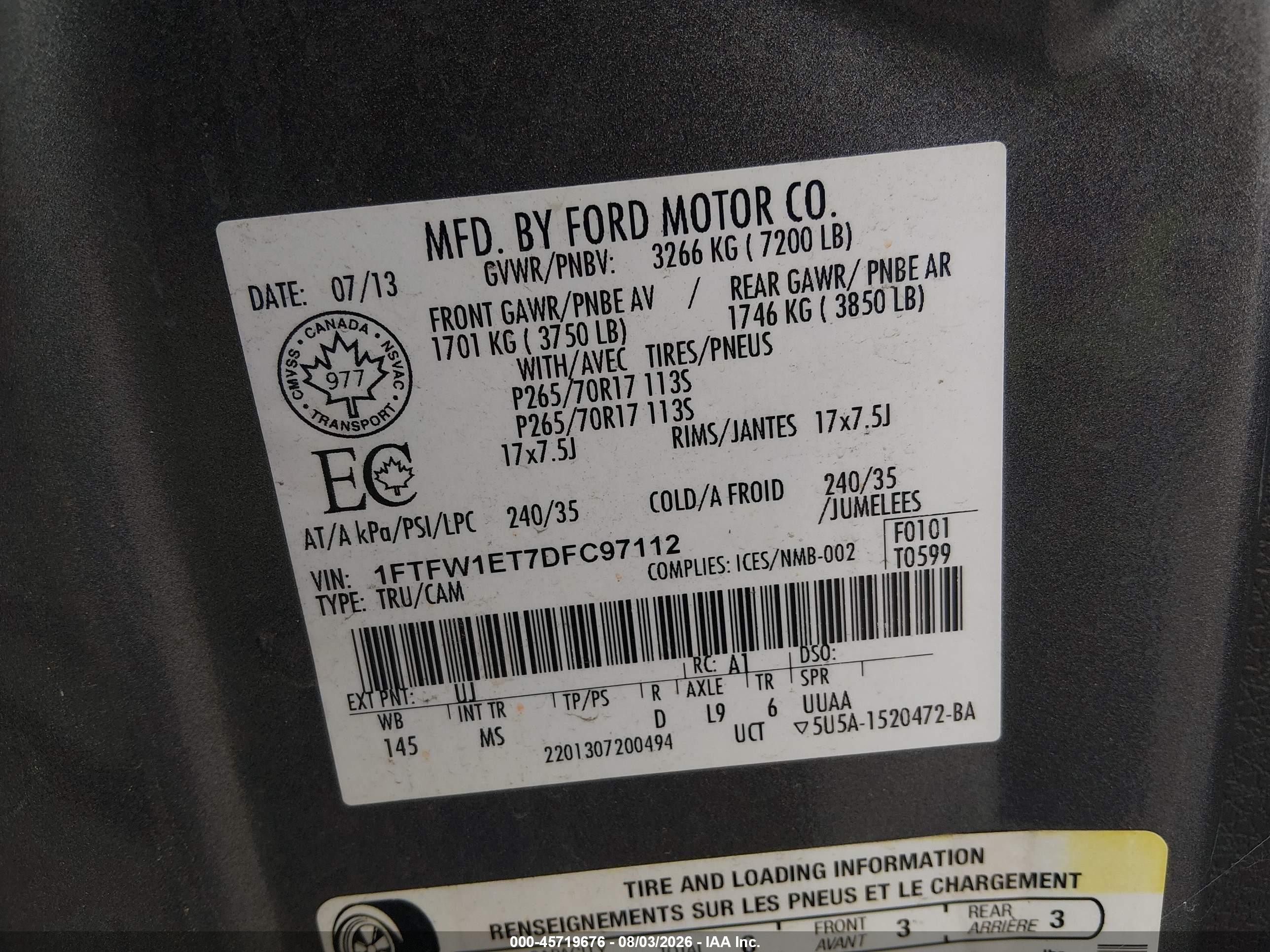 2013 Ford F-150 Xlt Gray vin: 1FTFW1ET7DFC97112