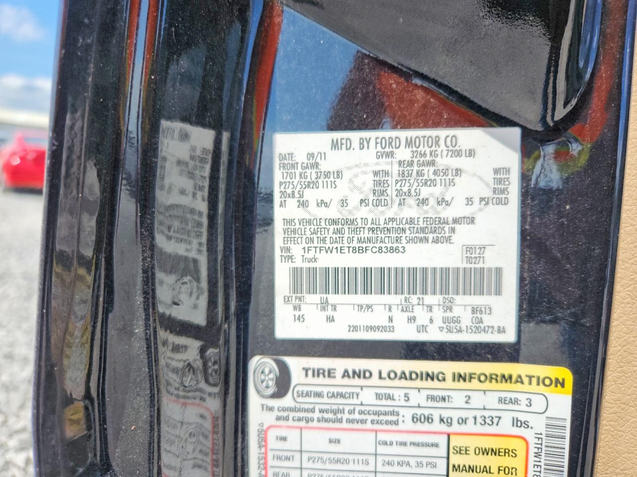 2011 Ford F150 Supercrew Black vin: 1FTFW1ET8BFC83863