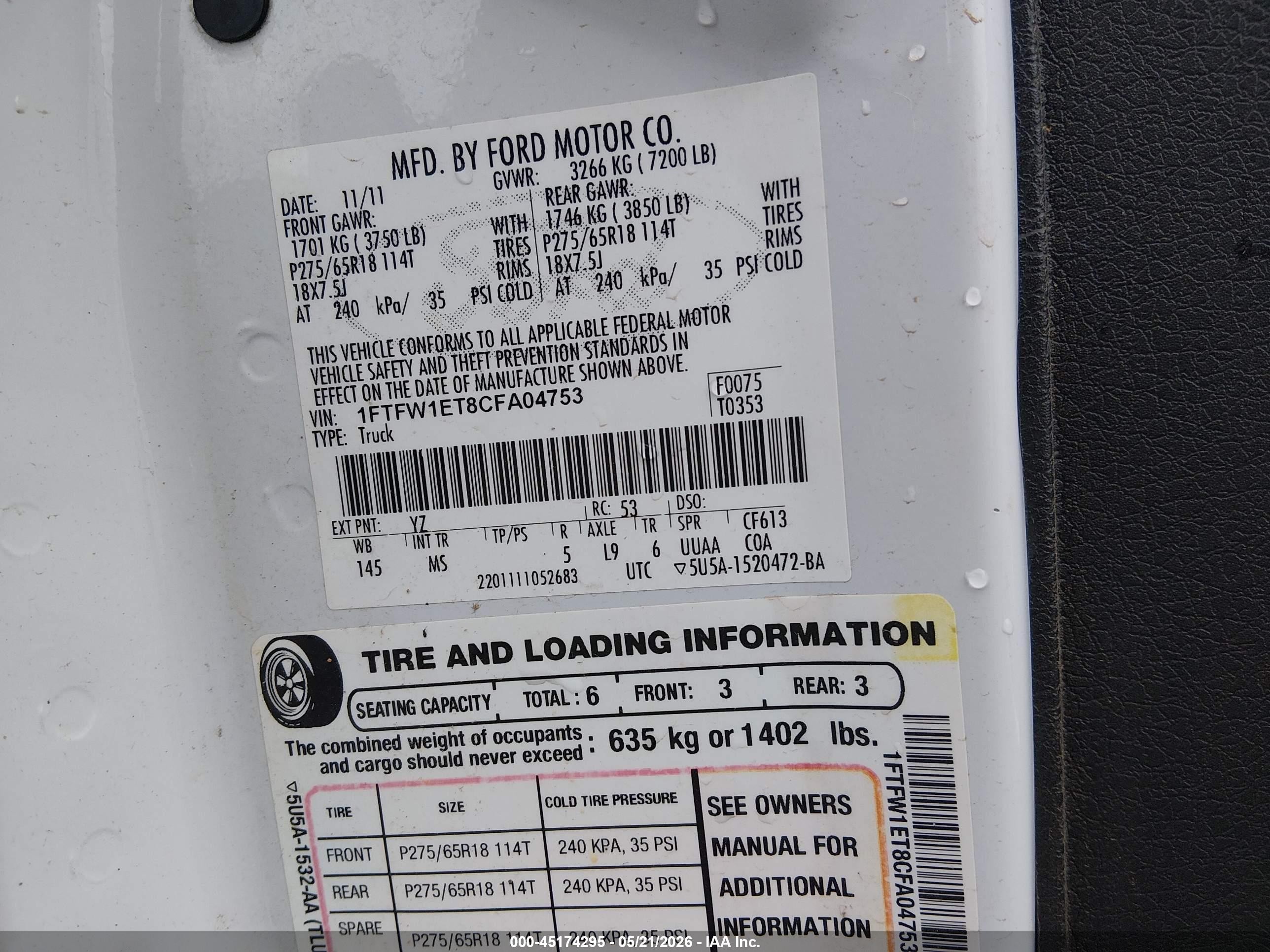 2012 Ford F-150 Xlt White vin: 1FTFW1ET8CFA04753