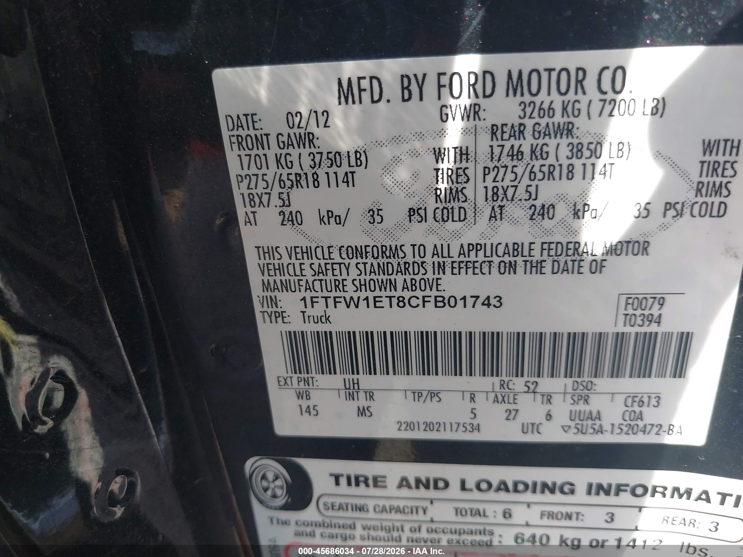2012 Ford F-150 Xlt Black vin: 1FTFW1ET8CFB01743