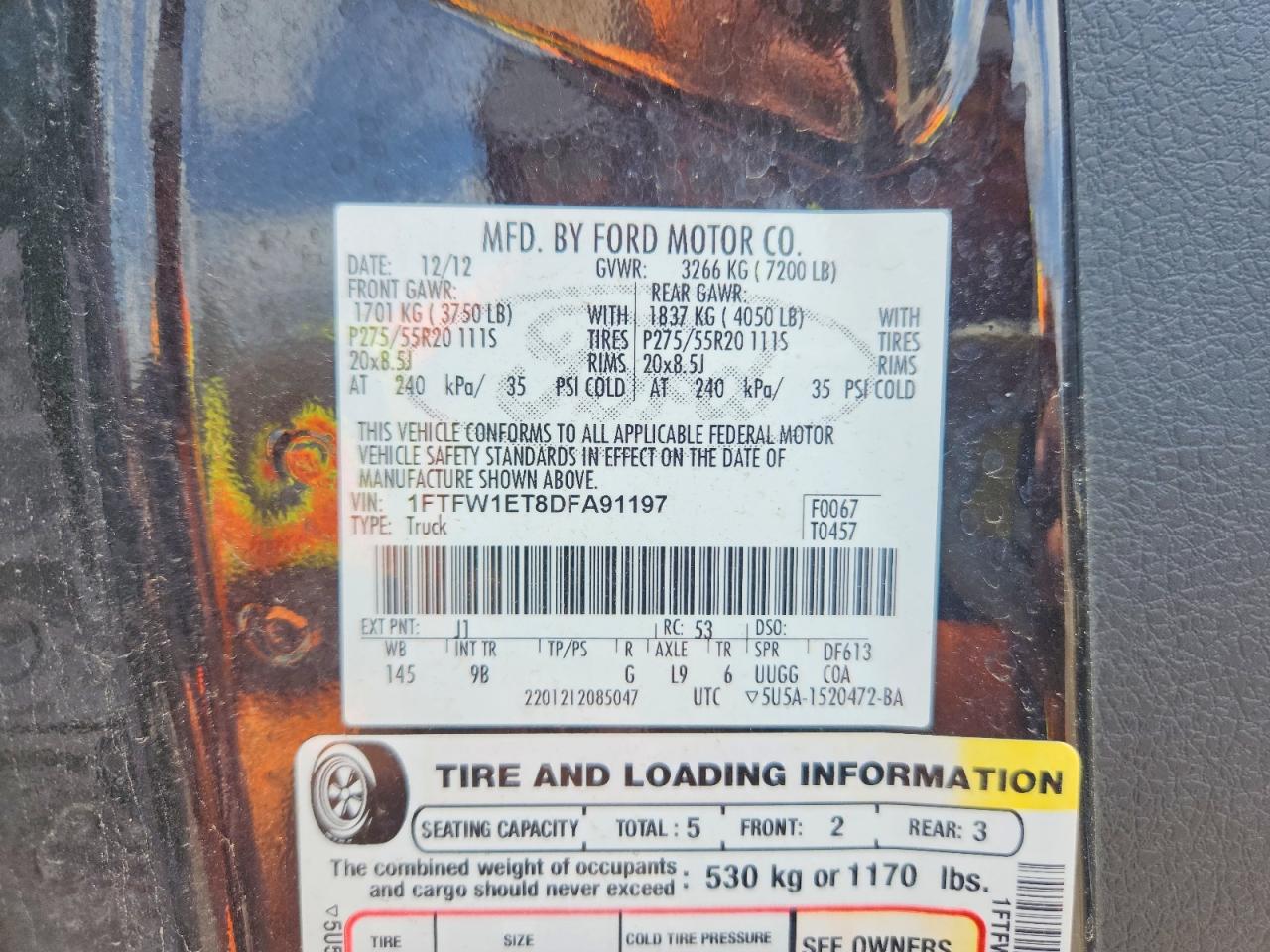 2013 Ford F150 Supercrew Black vin: 1FTFW1ET8DFA91197