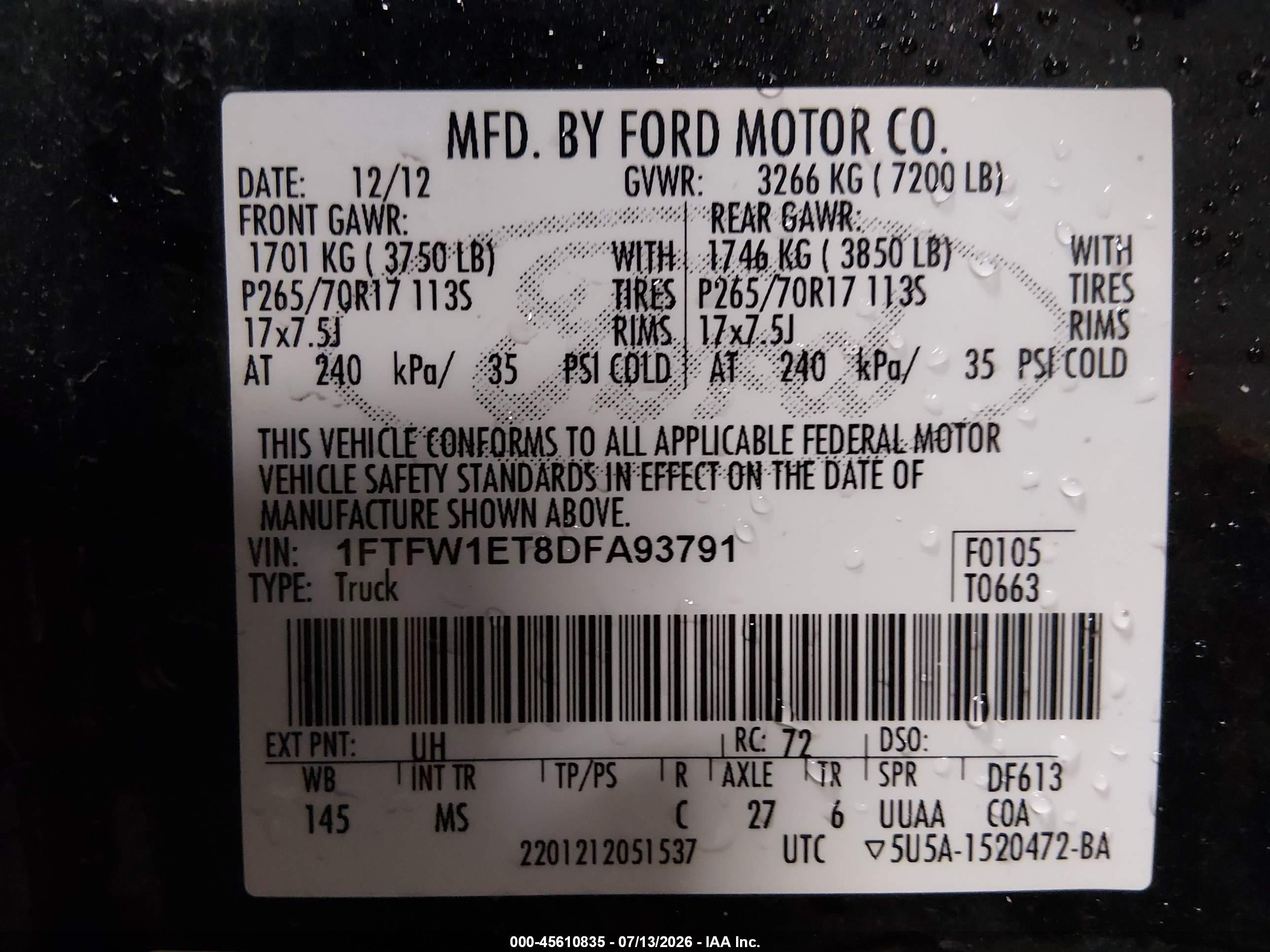 2013 Ford F-150 Xlt Black vin: 1FTFW1ET8DFA93791