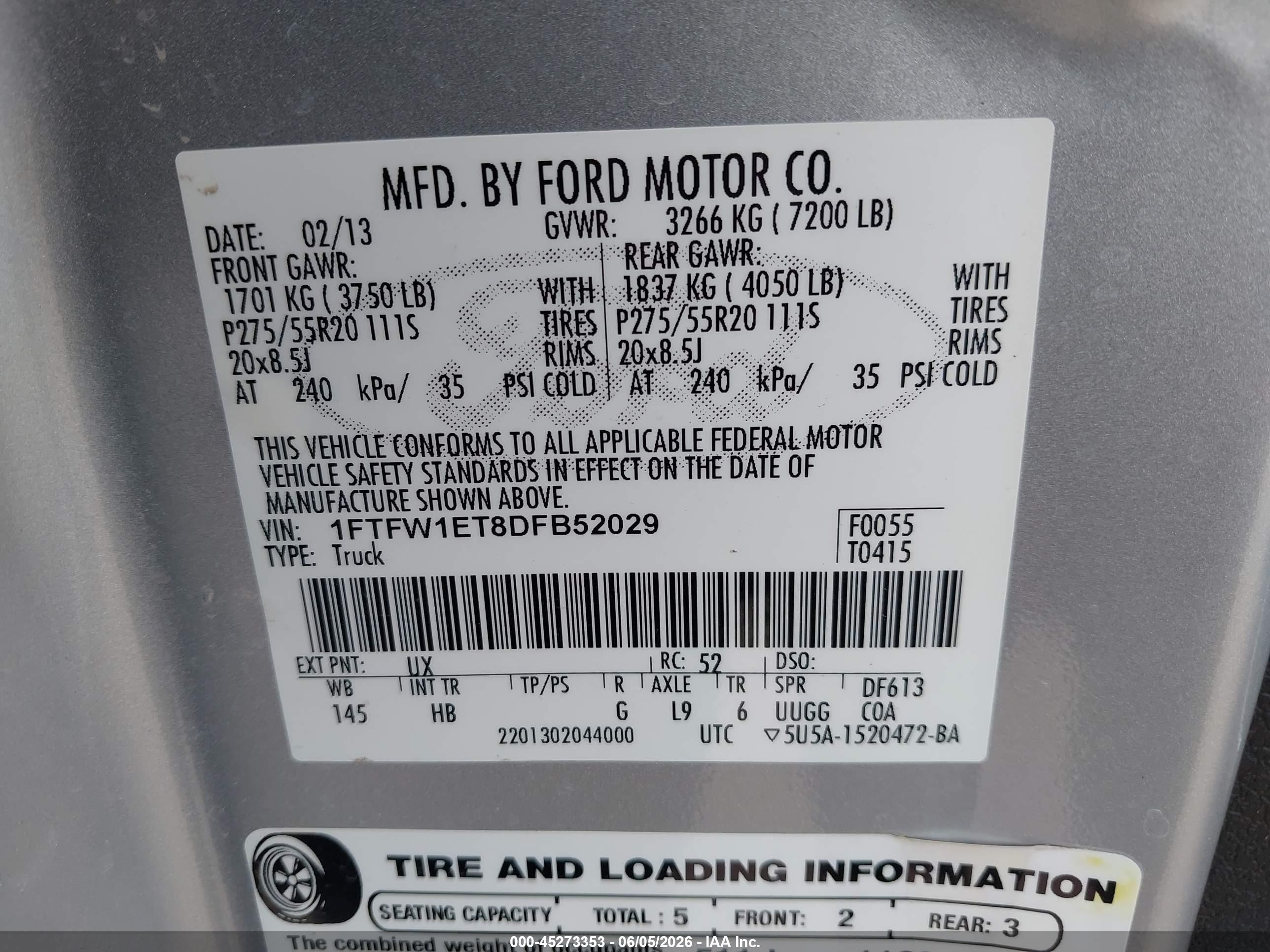 2013 Ford F-150 Lariat Silver vin: 1FTFW1ET8DFB52029