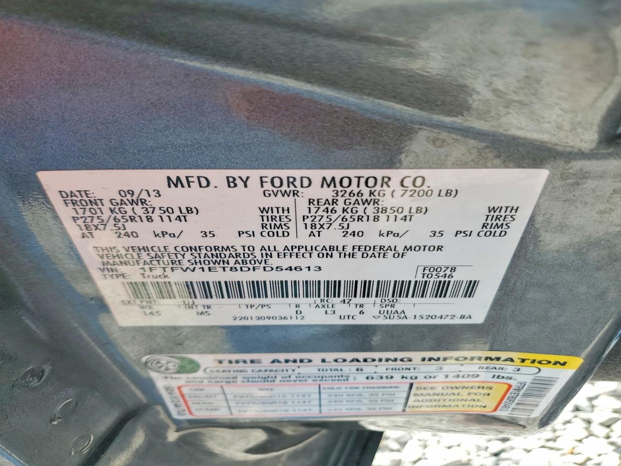 2013 Ford F150 Supercrew Gray vin: 1FTFW1ET8DFD54613