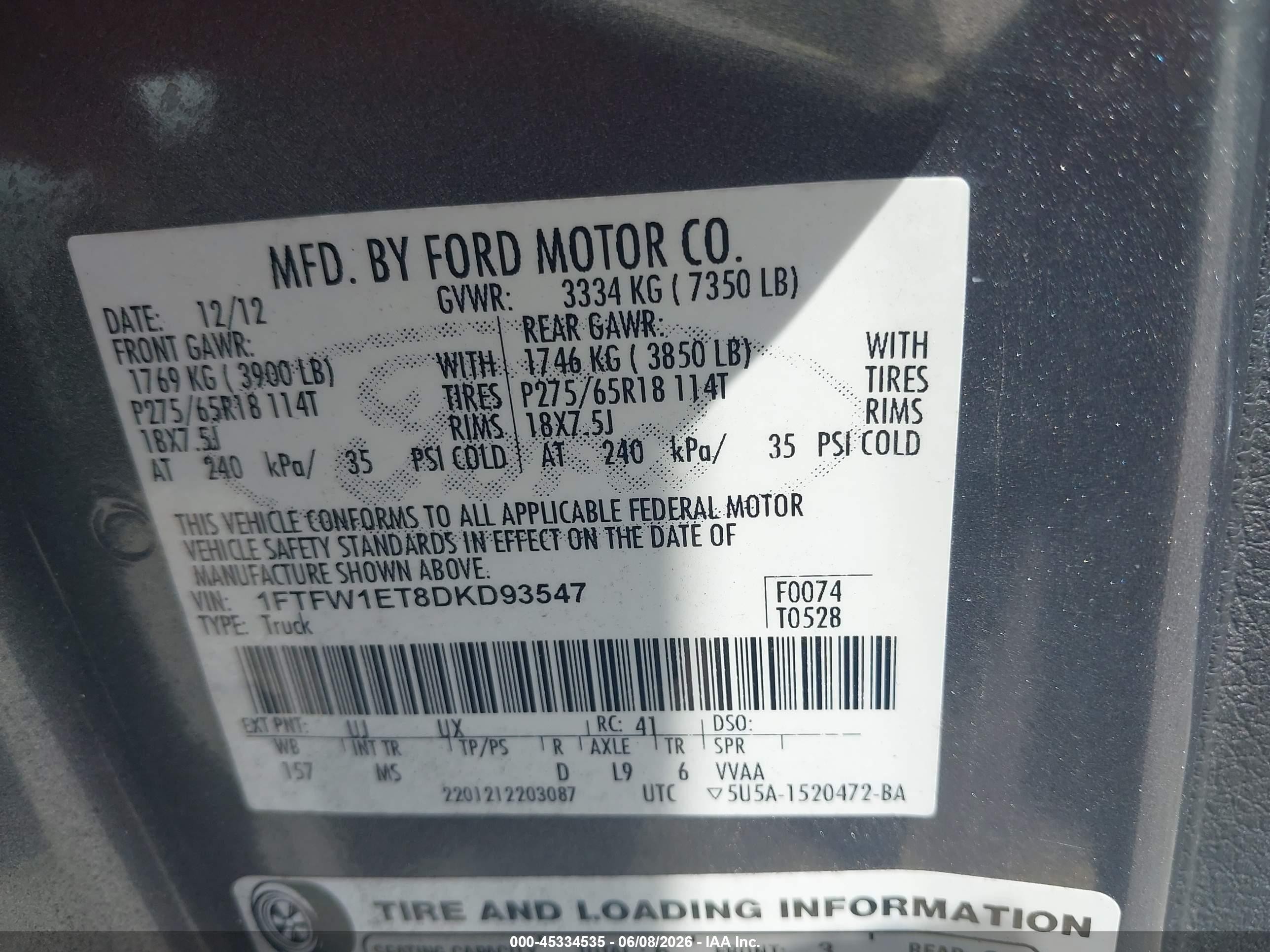 2013 Ford F-150 Xlt Gray vin: 1FTFW1ET8DKD93547