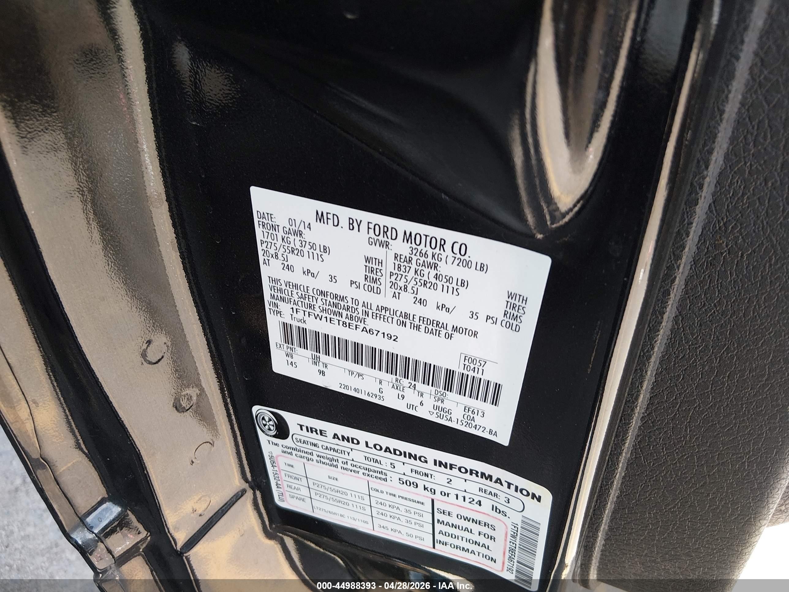 2014 Ford F-150 Platinum Black vin: 1FTFW1ET8EFA67192