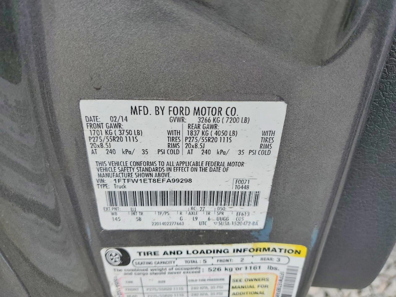 2014 Ford F150 Supercrew Gray vin: 1FTFW1ET8EFA99298