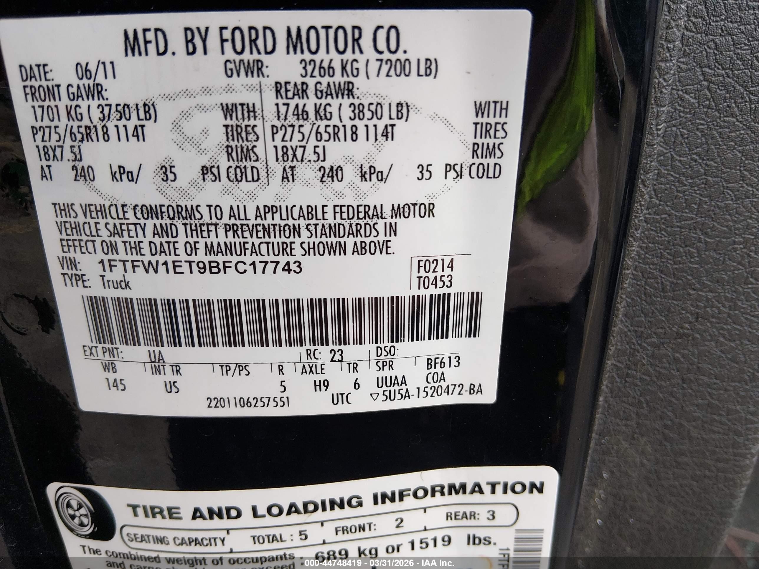 2011 Ford F-150 Xlt Gray vin: 1FTFW1ET9BFC17743