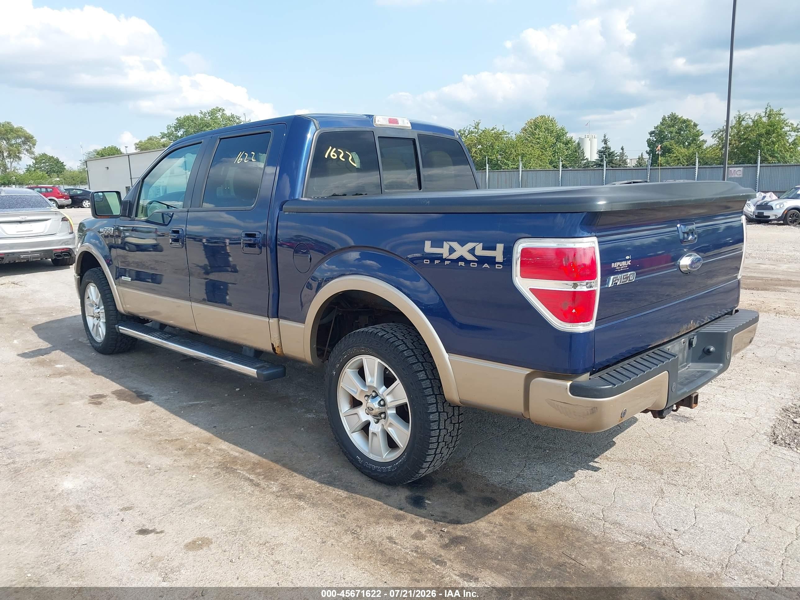 2012 Ford F-150 Lariat Blue vin: 1FTFW1ET9CFB64348
