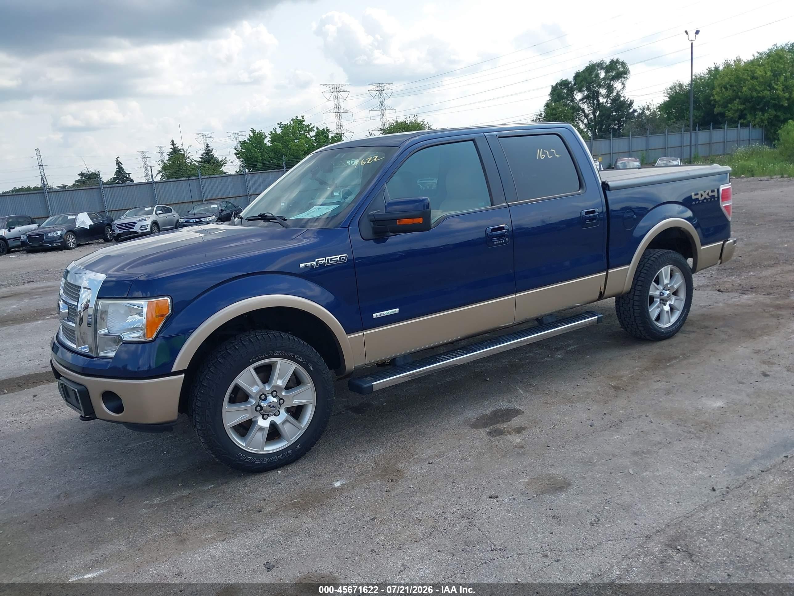 2012 Ford F-150 Lariat Blue vin: 1FTFW1ET9CFB64348