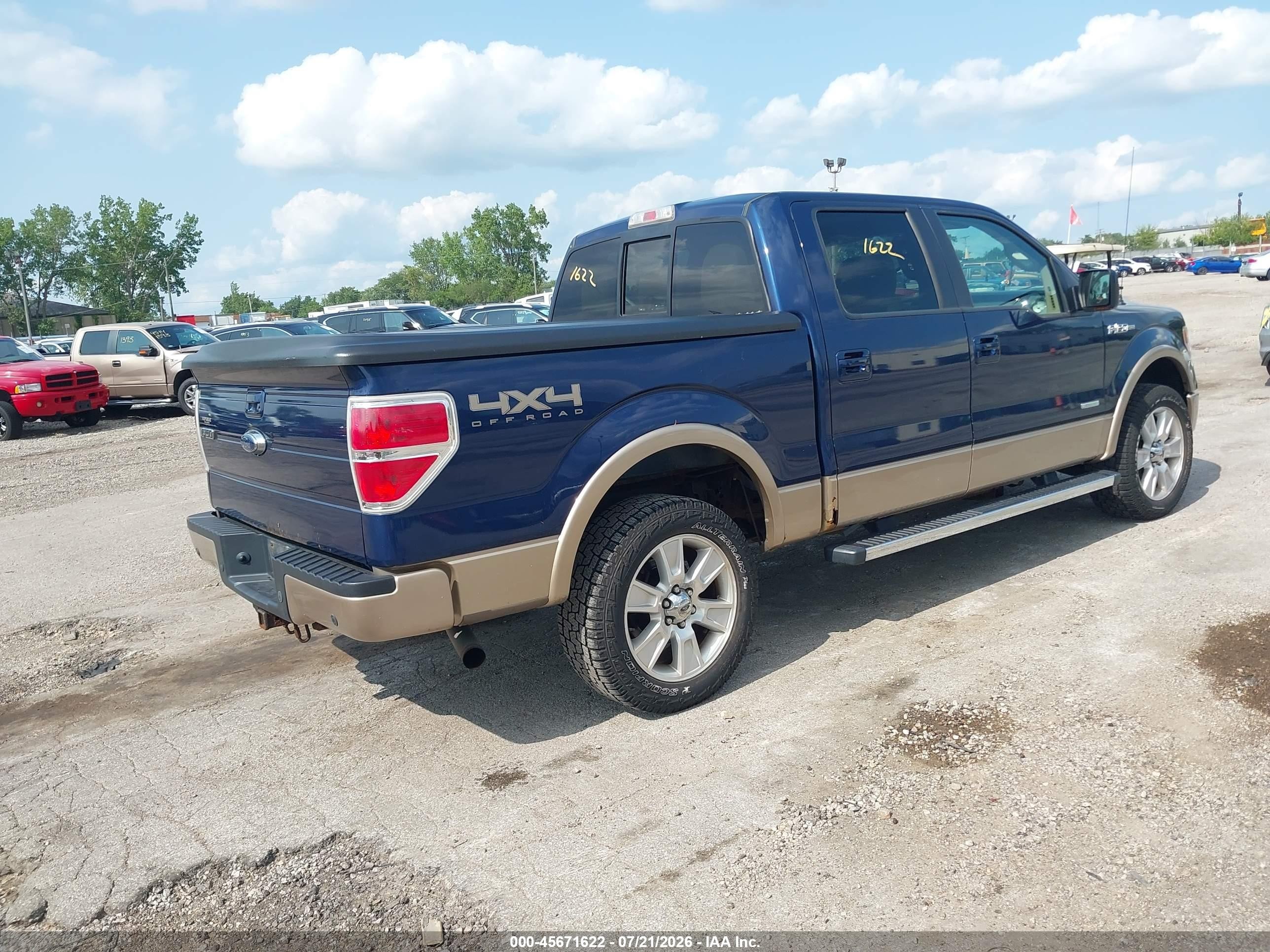 2012 Ford F-150 Lariat Blue vin: 1FTFW1ET9CFB64348