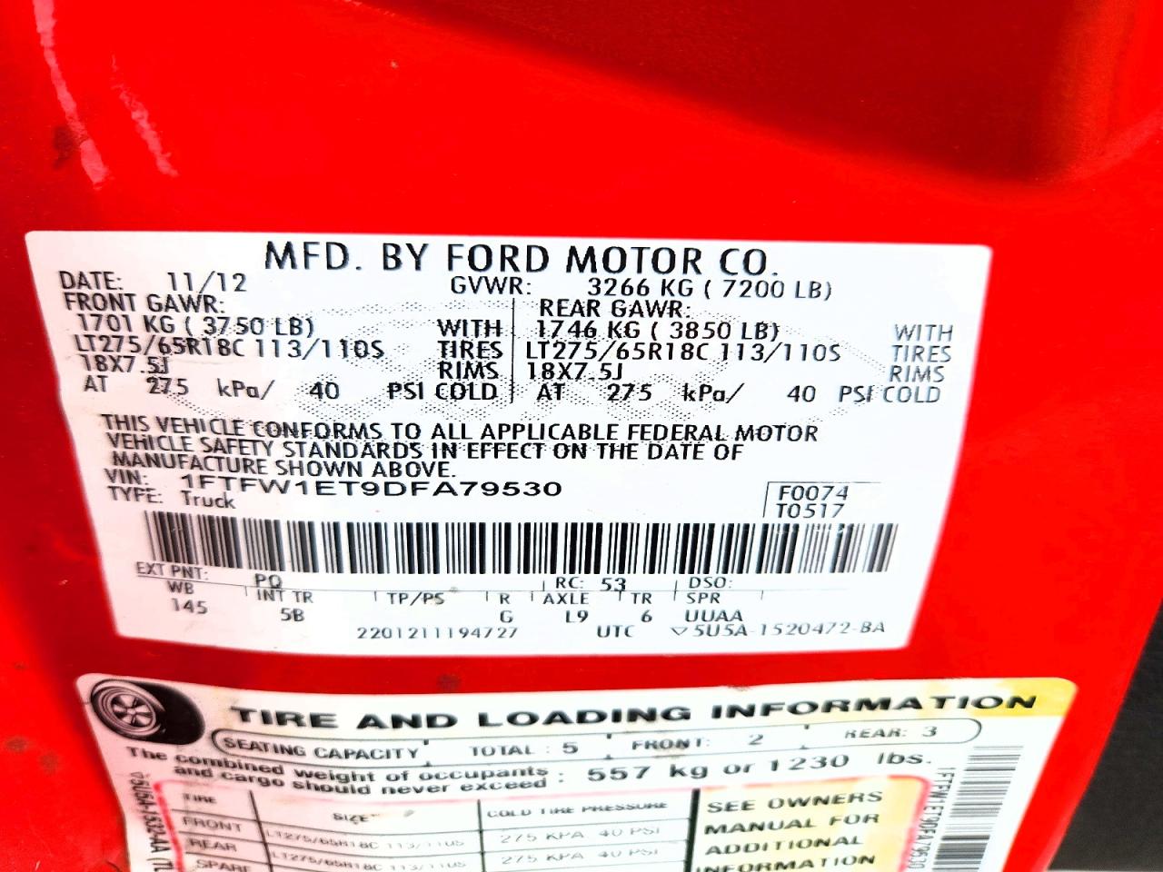 2013 Ford F150 Supercrew Red vin: 1FTFW1ET9DFA79530
