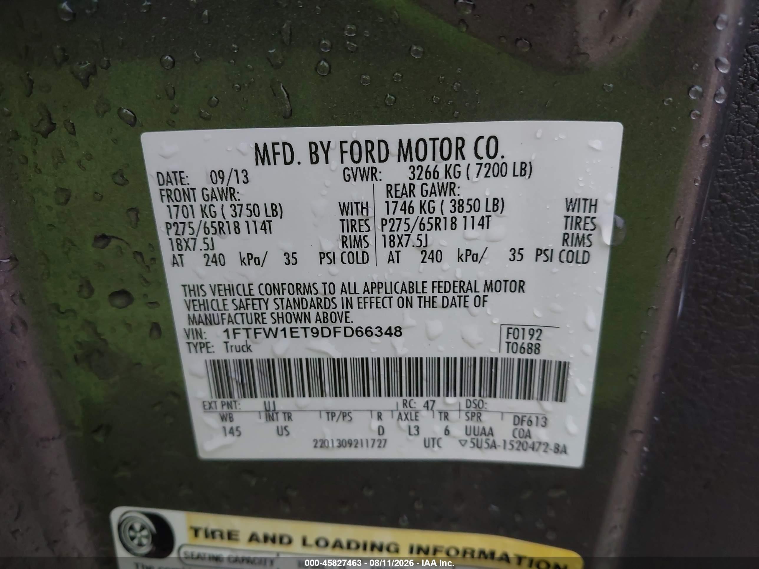 2013 Ford F-150 Xlt Gray vin: 1FTFW1ET9DFD66348