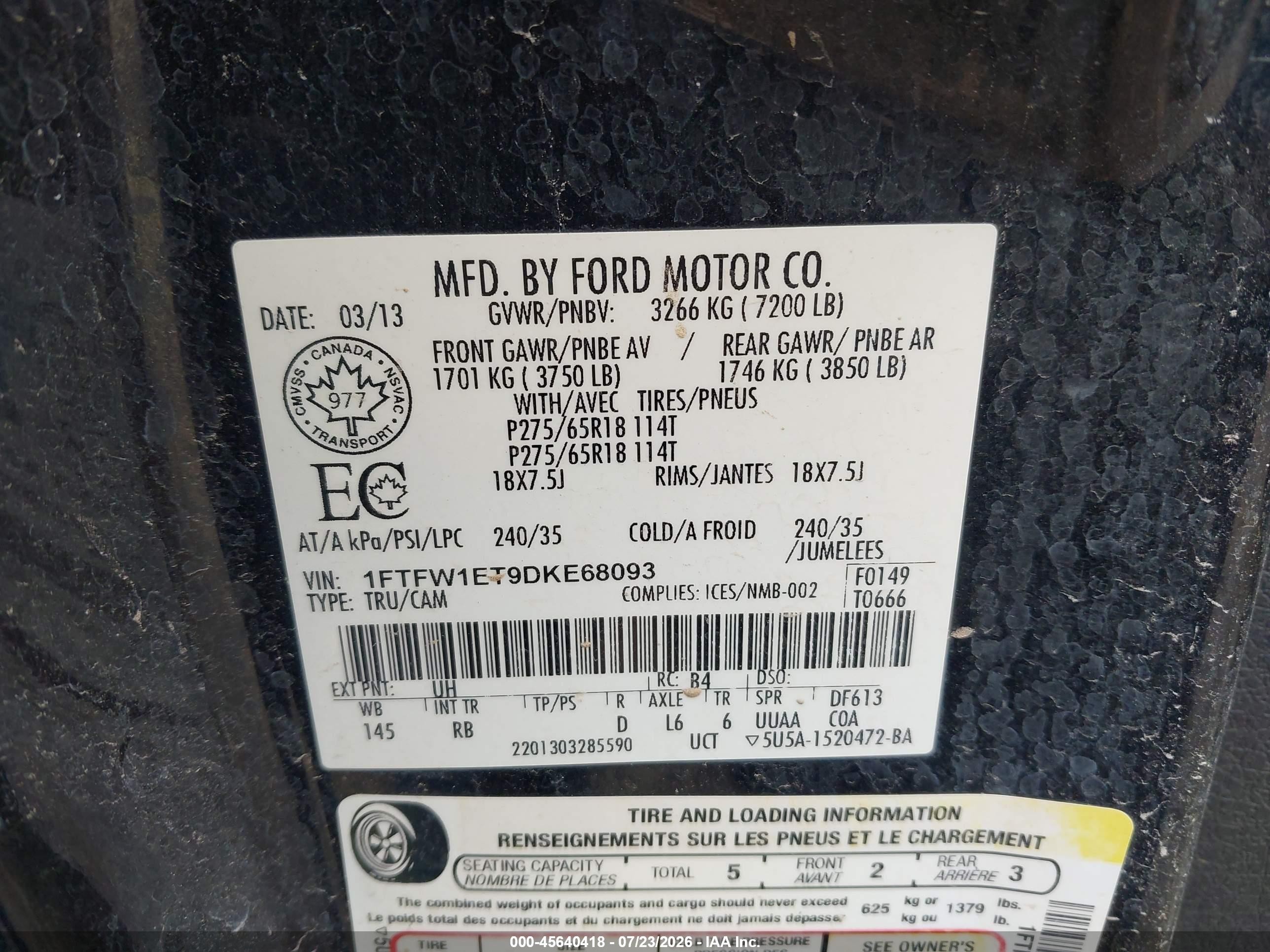 2013 Ford F-150 Fx4 Black vin: 1FTFW1ET9DKE68093