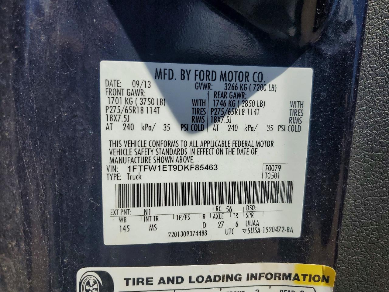 2013 Ford F150 Supercrew Blue vin: 1FTFW1ET9DKF85463