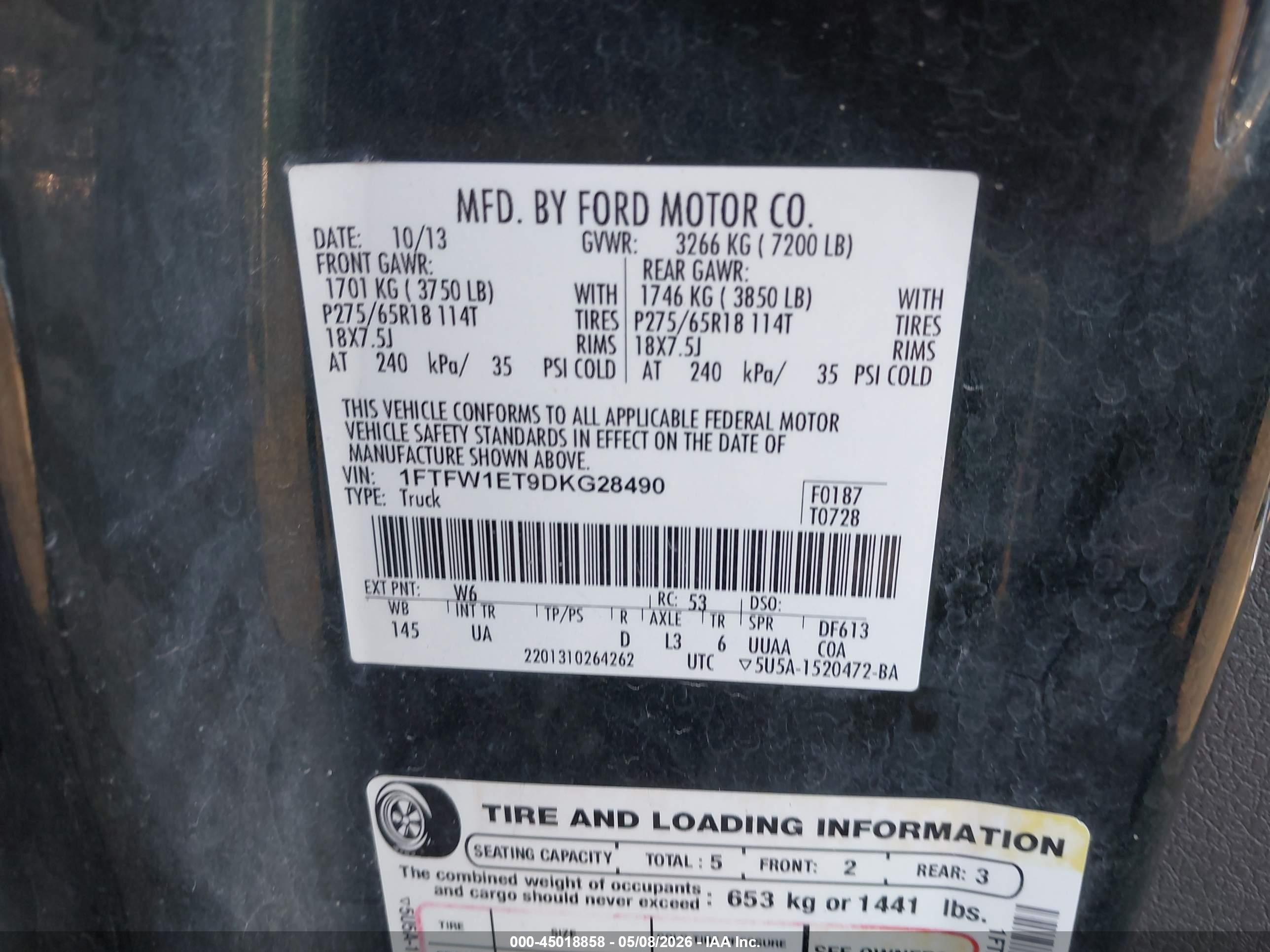 2013 Ford F-150 Xlt Зеленый vin: 1FTFW1ET9DKG28490