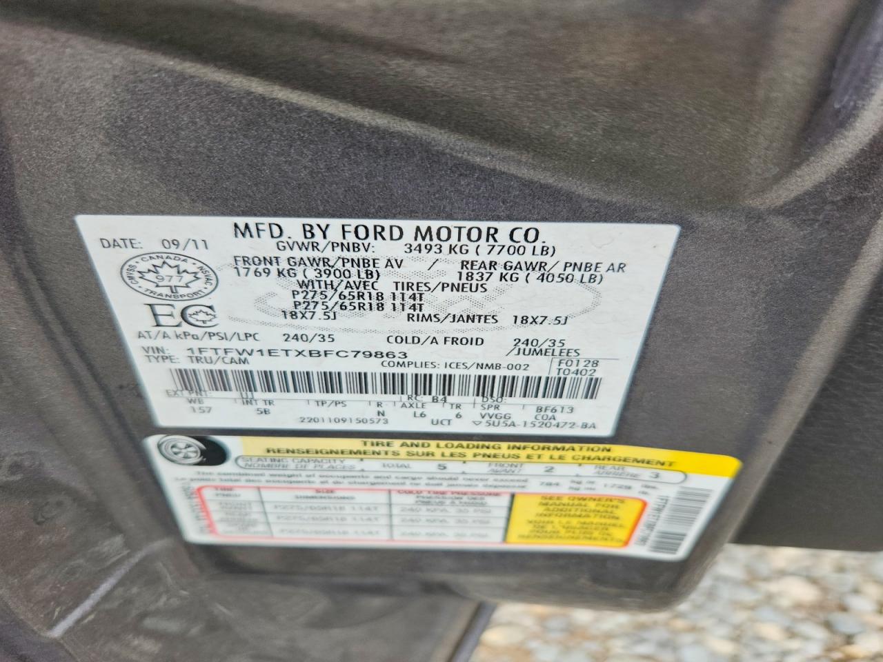 2011 Ford F150 Supercrew Gray vin: 1FTFW1ETXBFC79863
