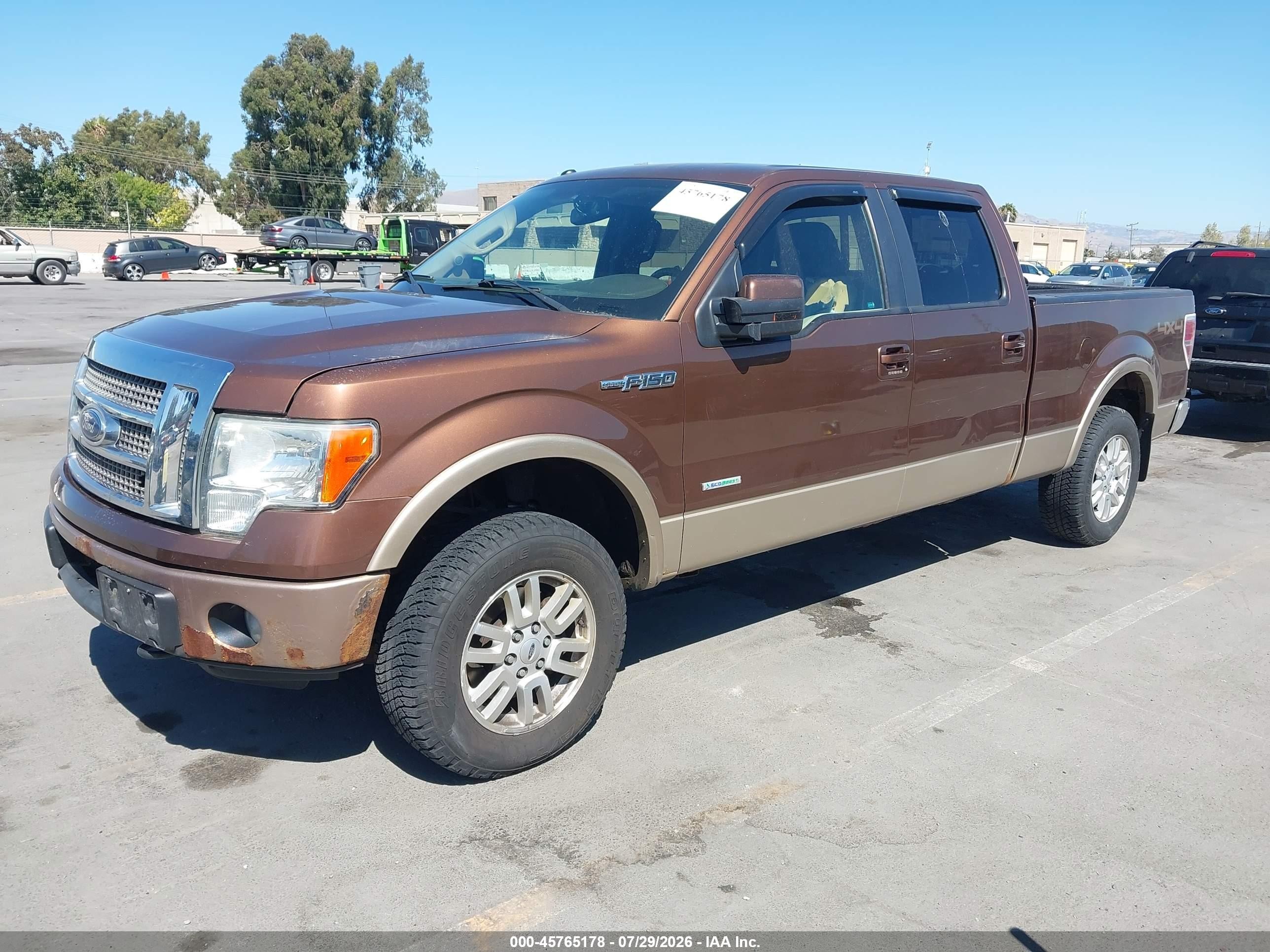 2012 Ford F-150 Lariat Brown vin: 1FTFW1ETXCFA13986