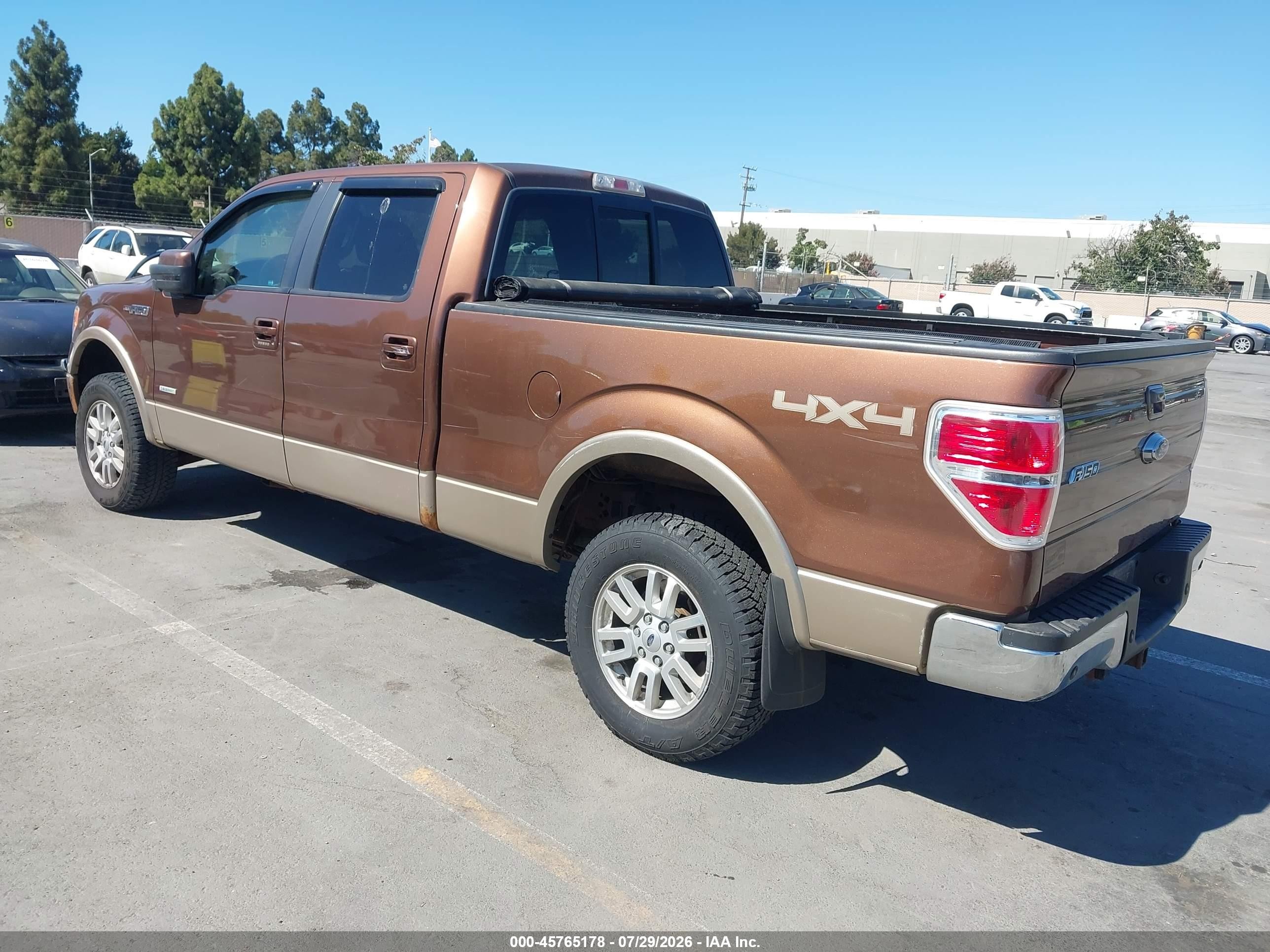 2012 Ford F-150 Lariat Brown vin: 1FTFW1ETXCFA13986
