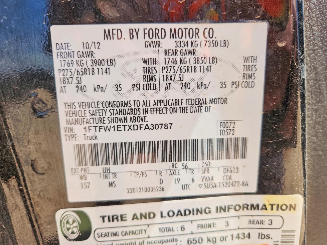 2013 Ford F150 Supercrew Black vin: 1FTFW1ETXDFA30787
