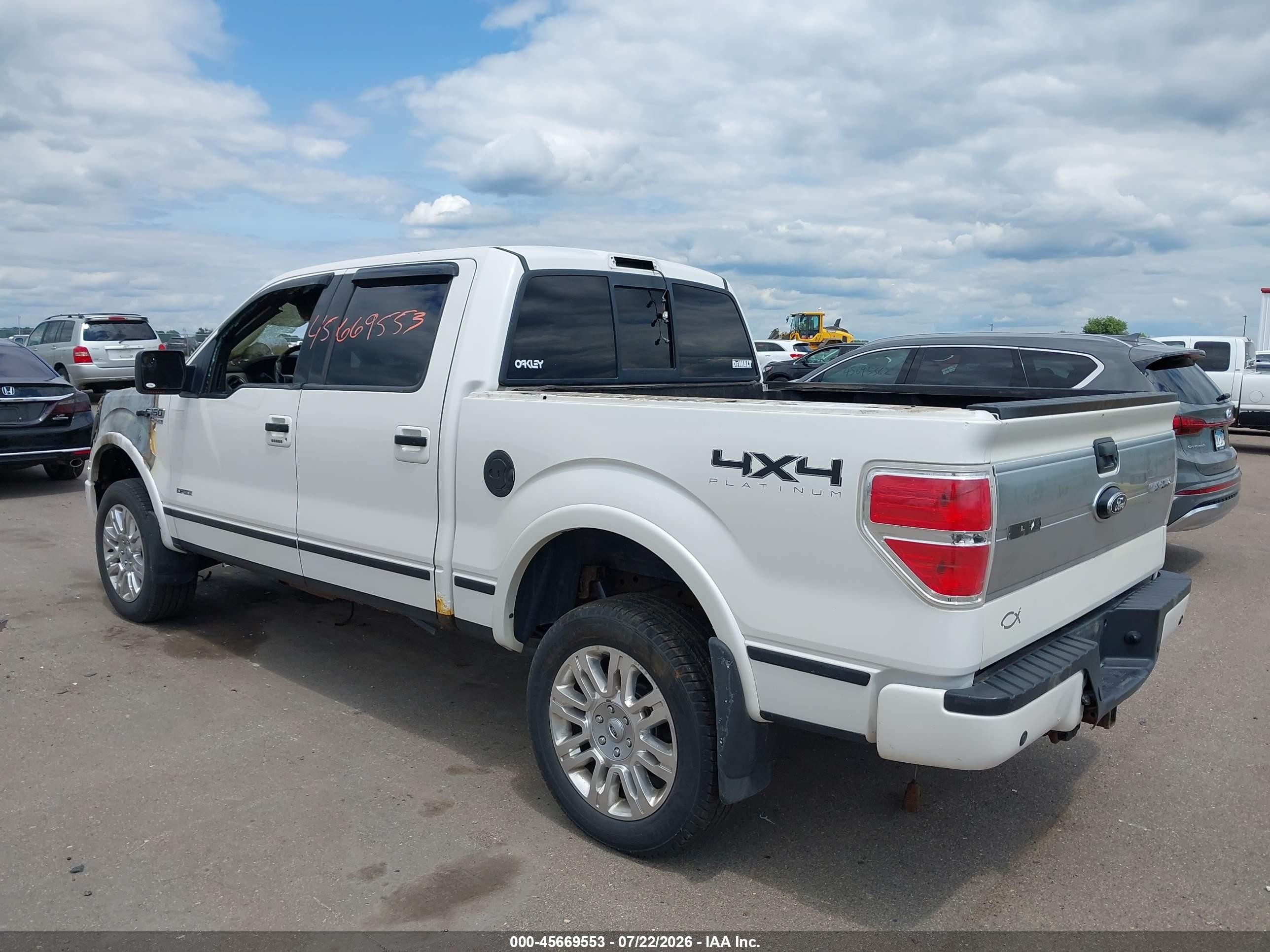 2013 Ford F-150 Platinum White vin: 1FTFW1ETXDFA62252