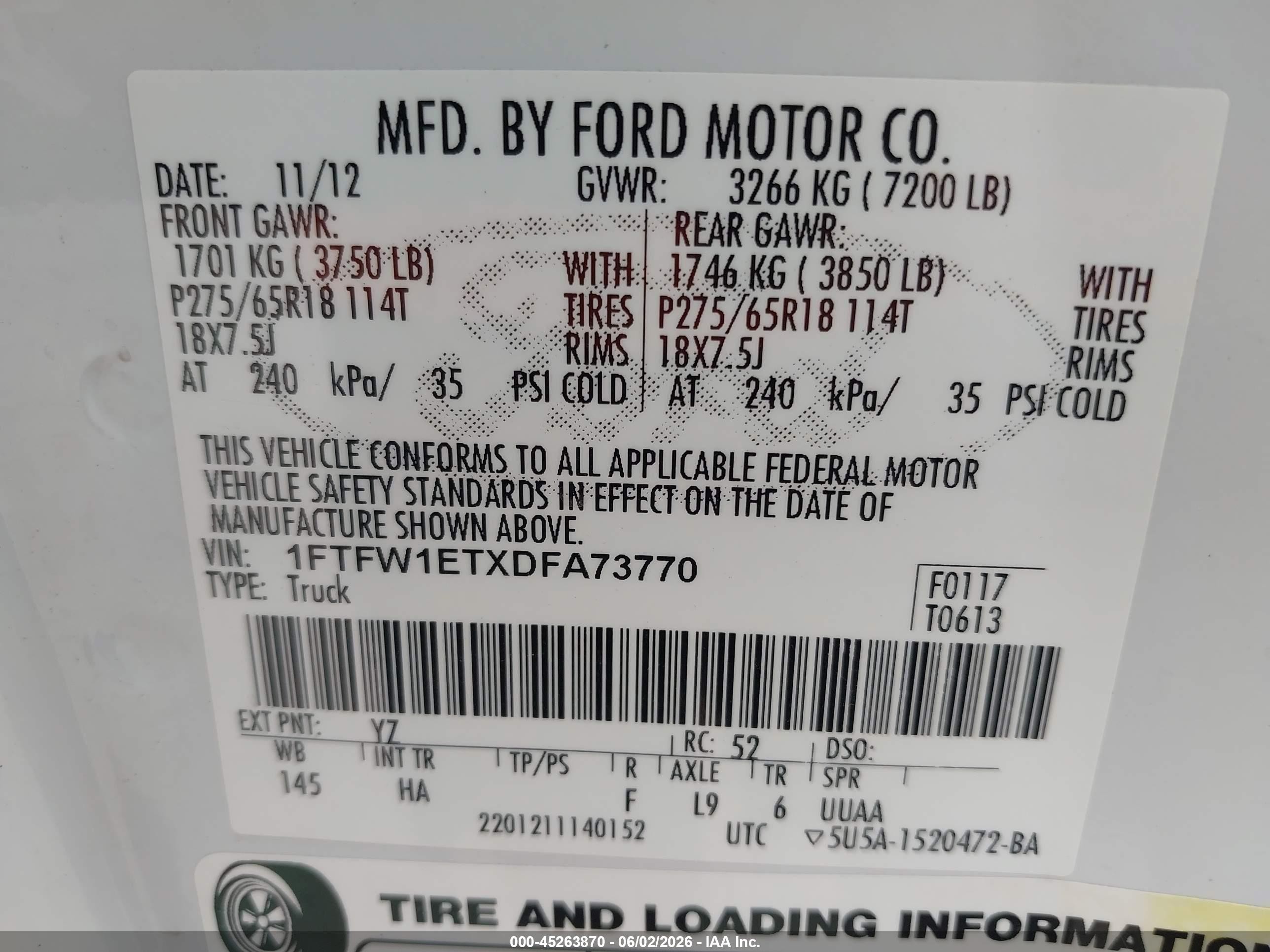 2013 Ford F-150 Lariat White vin: 1FTFW1ETXDFA73770